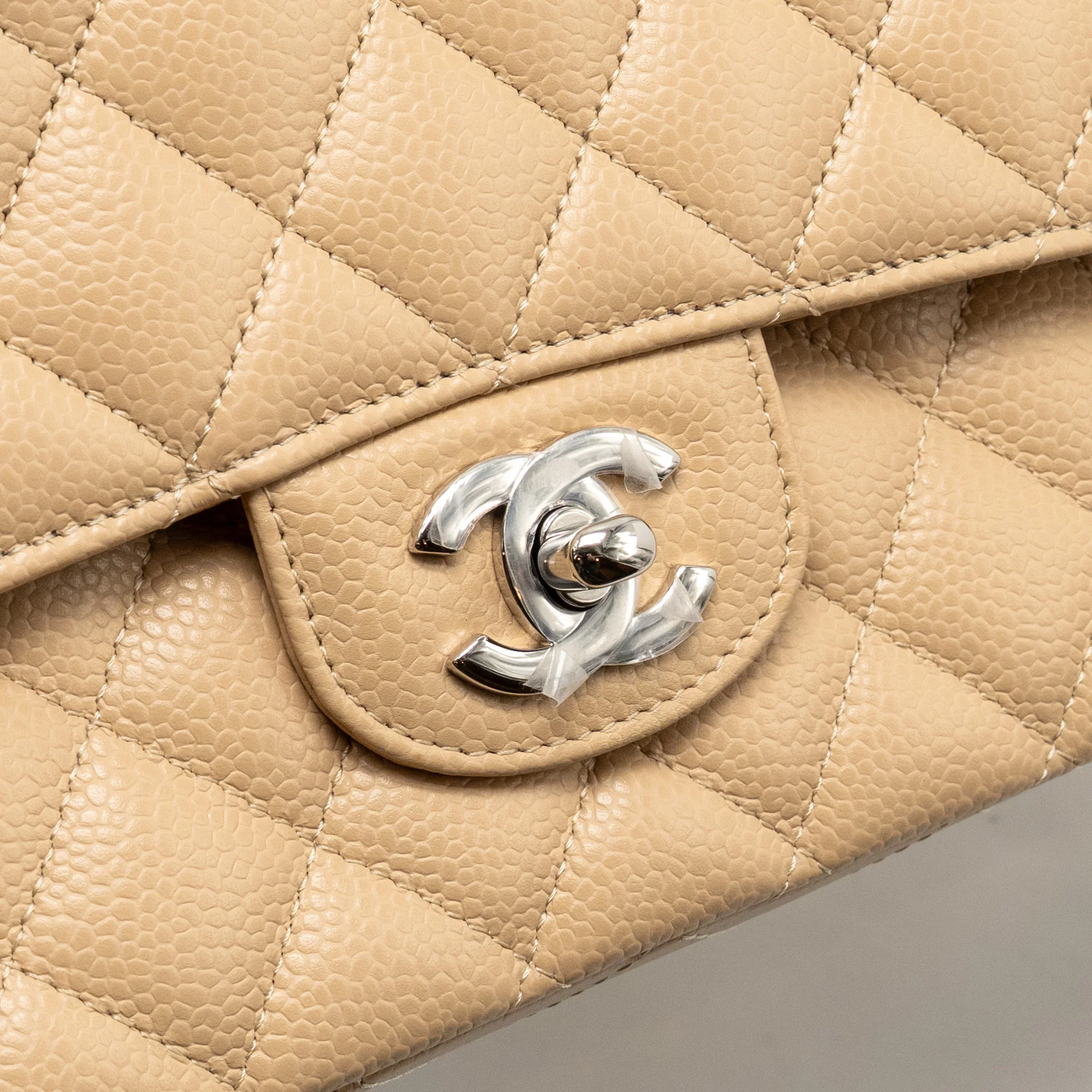 Chanel Medium Classic Double Flap Bag Caviar Beige SHW (Microchip) - Image 12