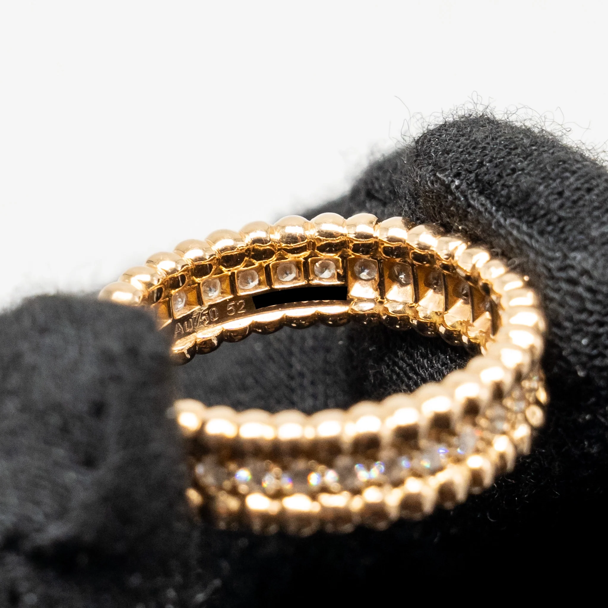Van Cleef and Arpels size 52 Perlee diamonds ring, 1 row  18K rose gold with diamonds - Image 7
