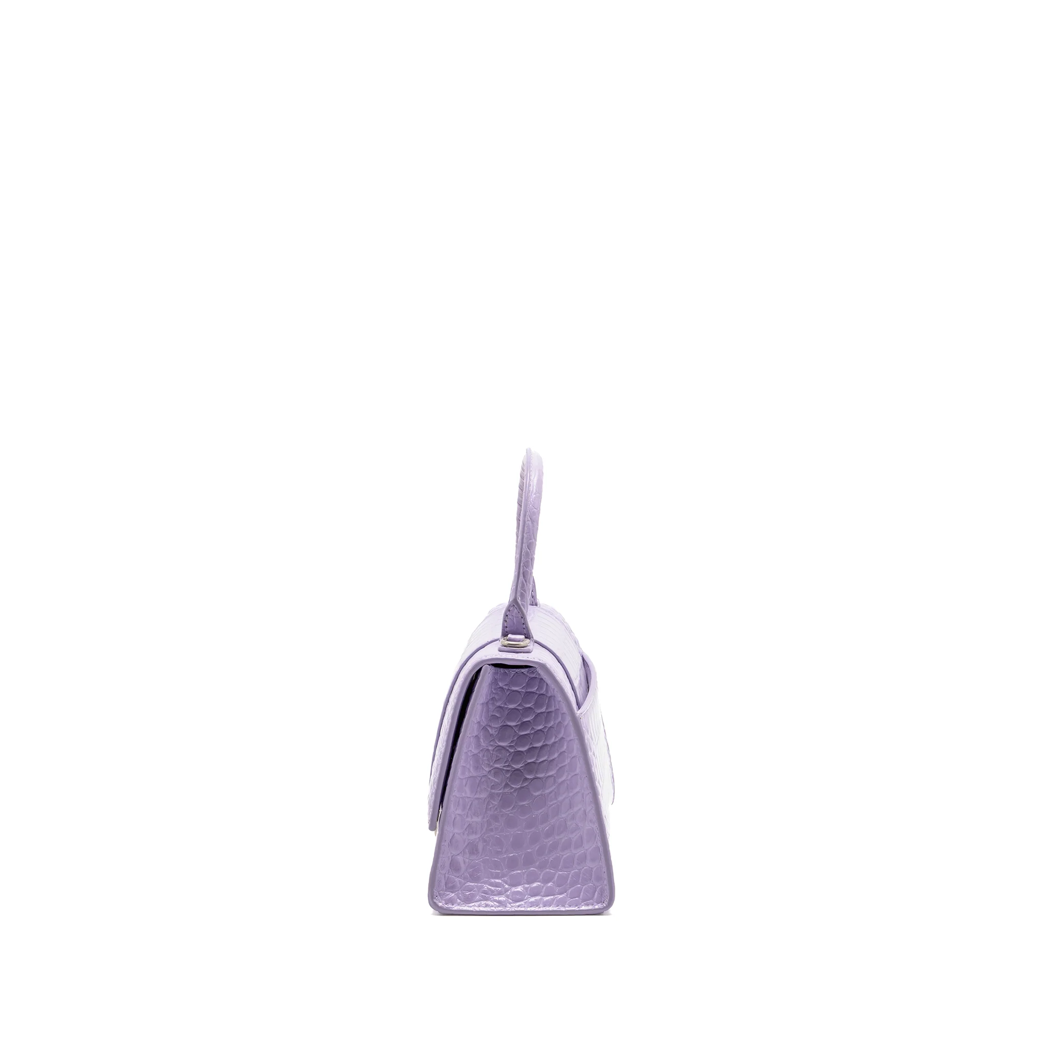 Balenciaga Small Hourglass Bag Croc-Embossed Calfskin Lilac SHW - Image 4