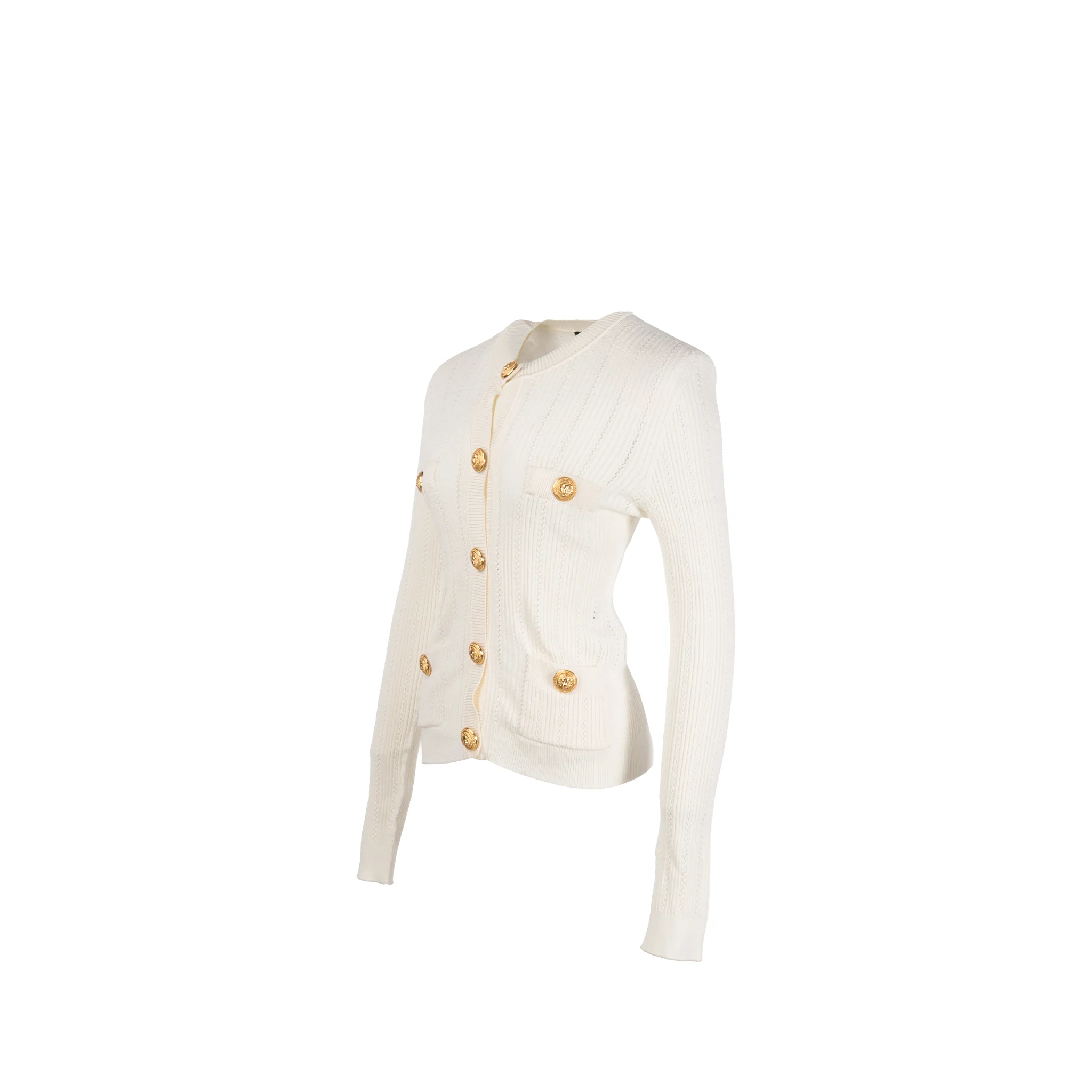 Balmain size 34 fine-knit button-fasterning cardigan white - Image 3