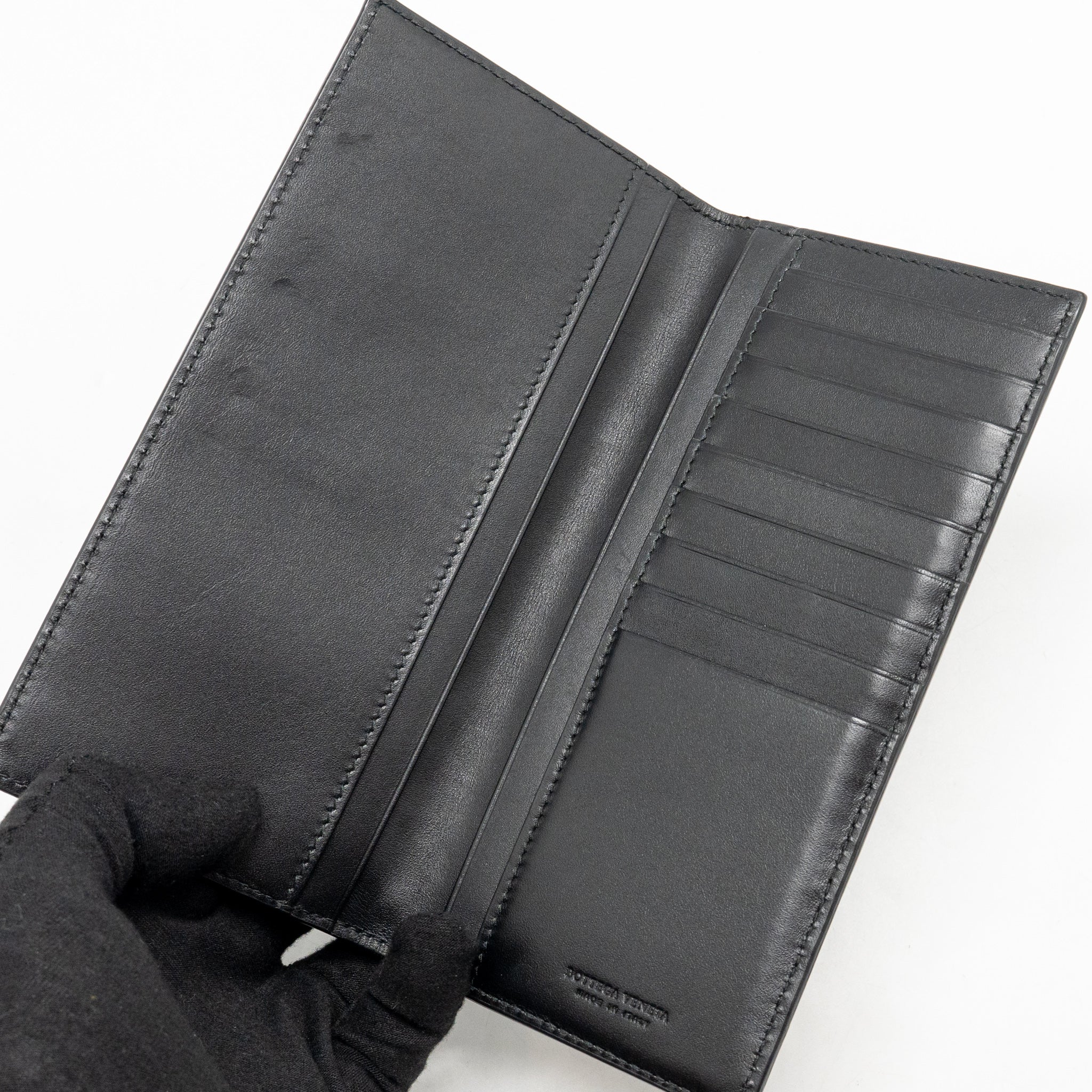 Bottega veneta intrecciato long wallet calfskin black - Image 9