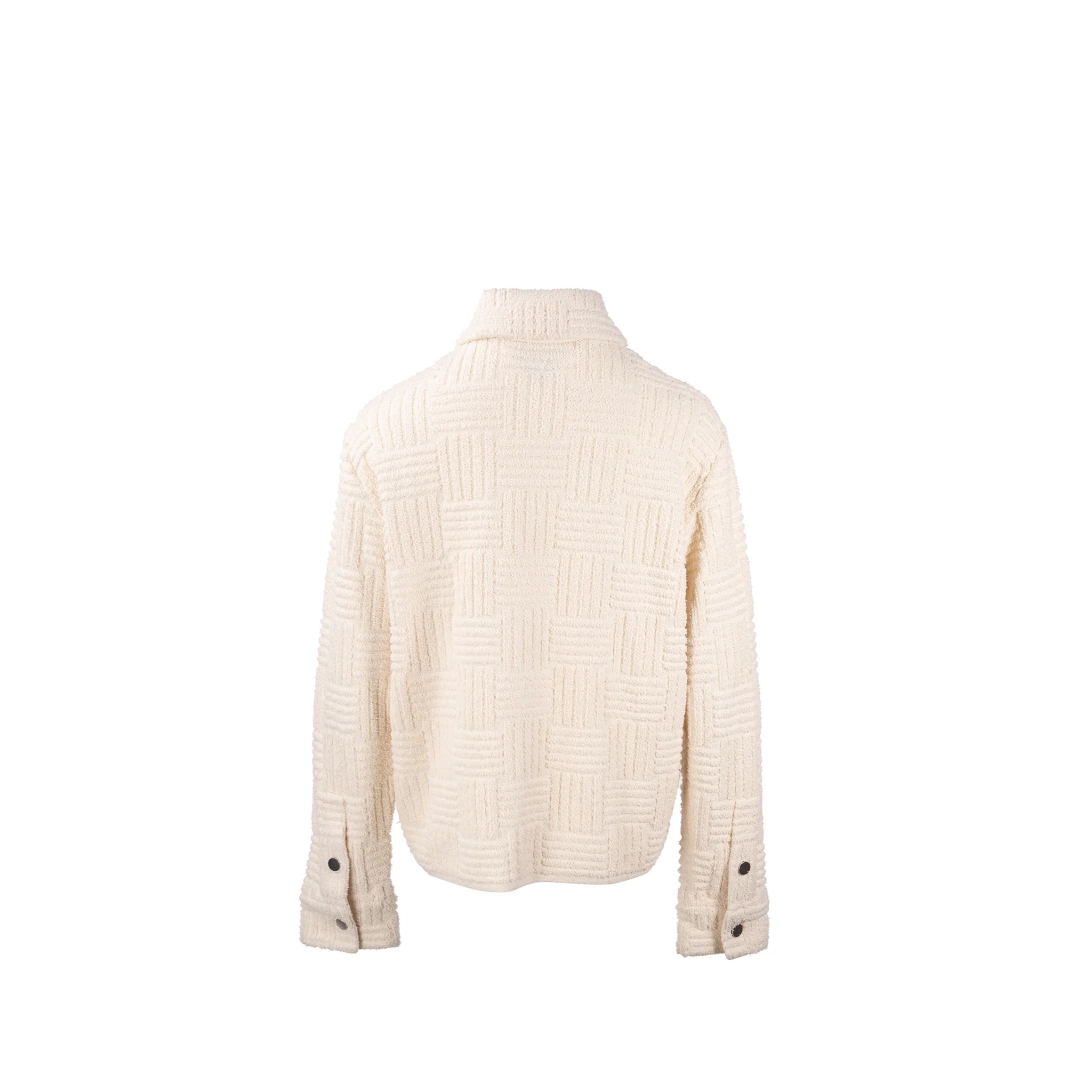 Bottega Veneta Size S Intrecciato Jacquard Terry Worker Jacket Cotton White - Image 3