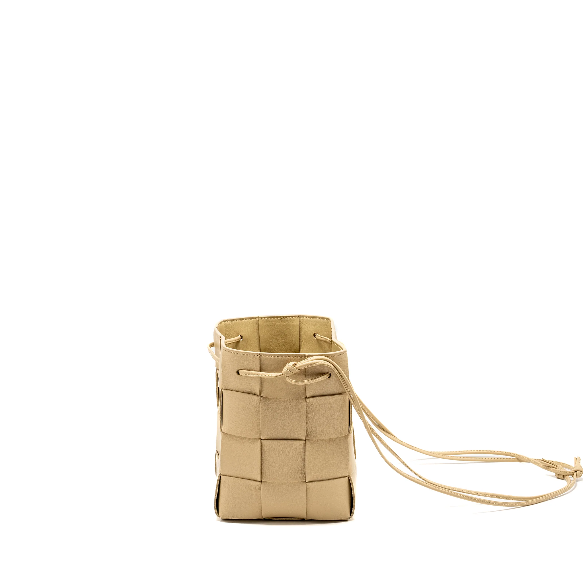 Bottega Veneta Small Cassette Bucket Bag Lambskin Beige - Image 4