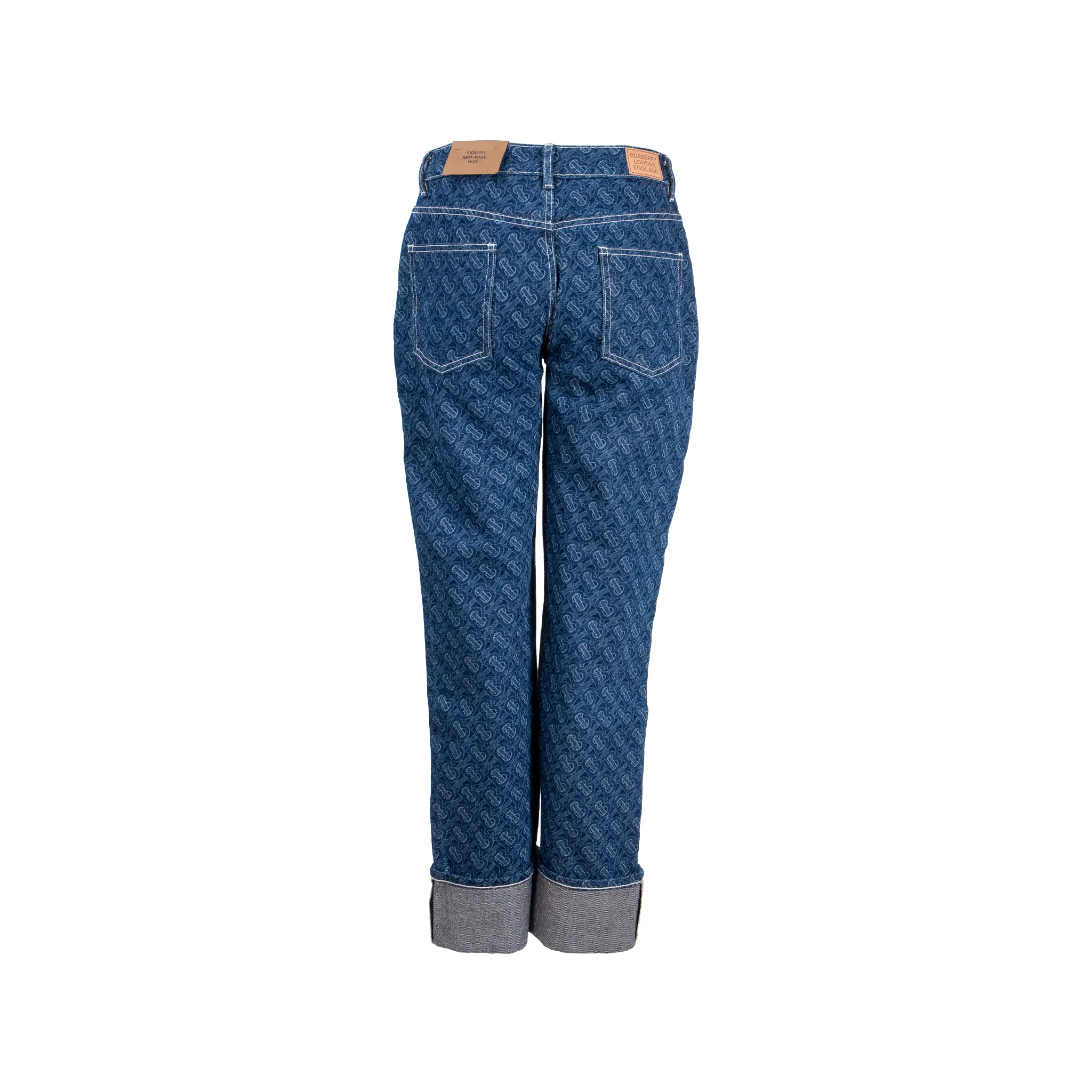 Burberry Size 25 Skinny Mid-Rise Monogram pattern Denim Jeans Cotton Blue - Image 3