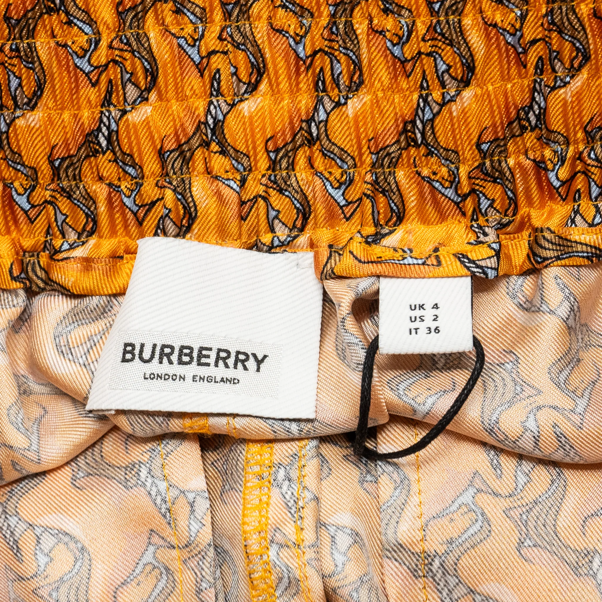 Burberry SIze 36 Unicorn Print Shorts Silk Orange /Multicolour - Image 5