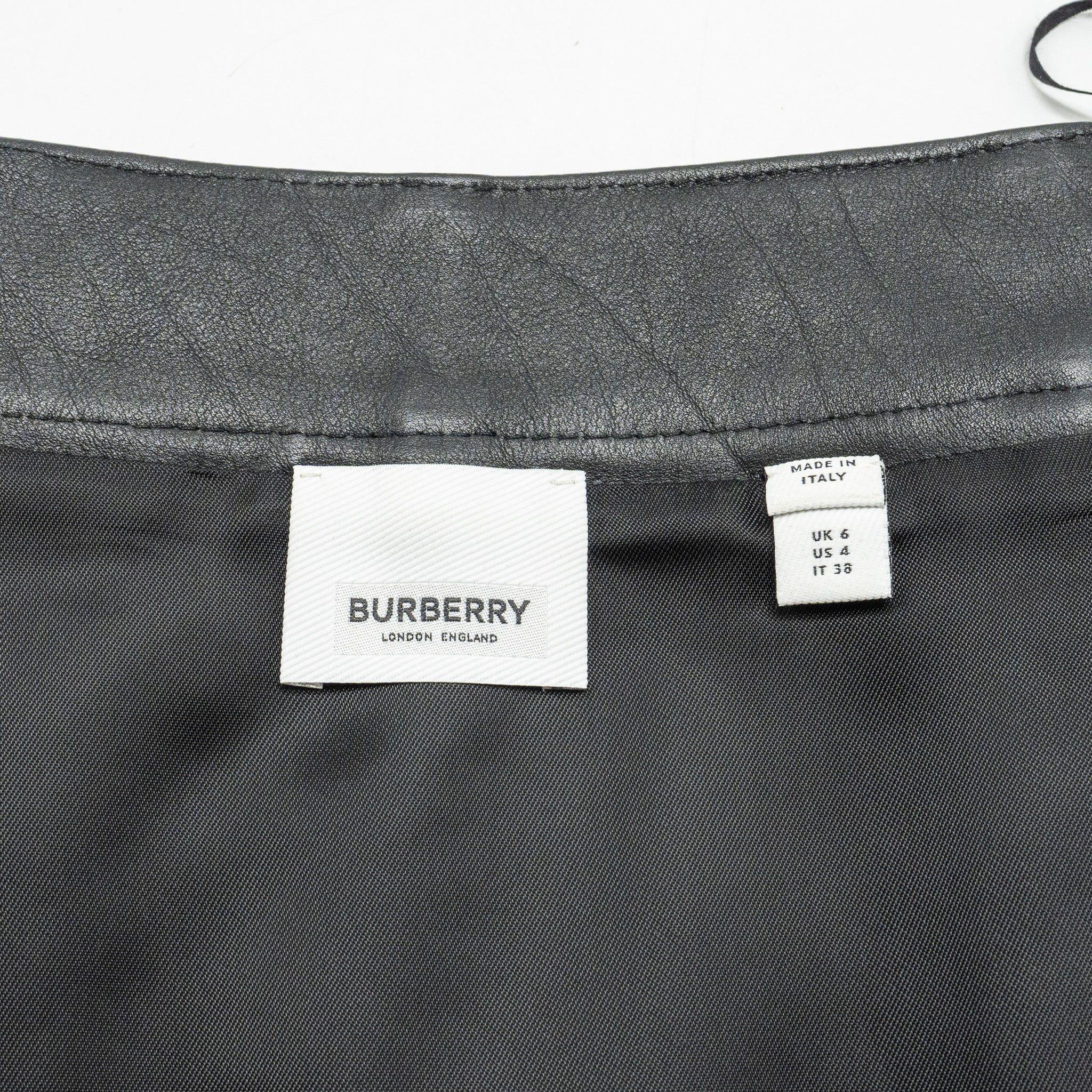 Burberry Size IT38 Zip-Front Mini Skirt Grain Calfskin Black - Image 9