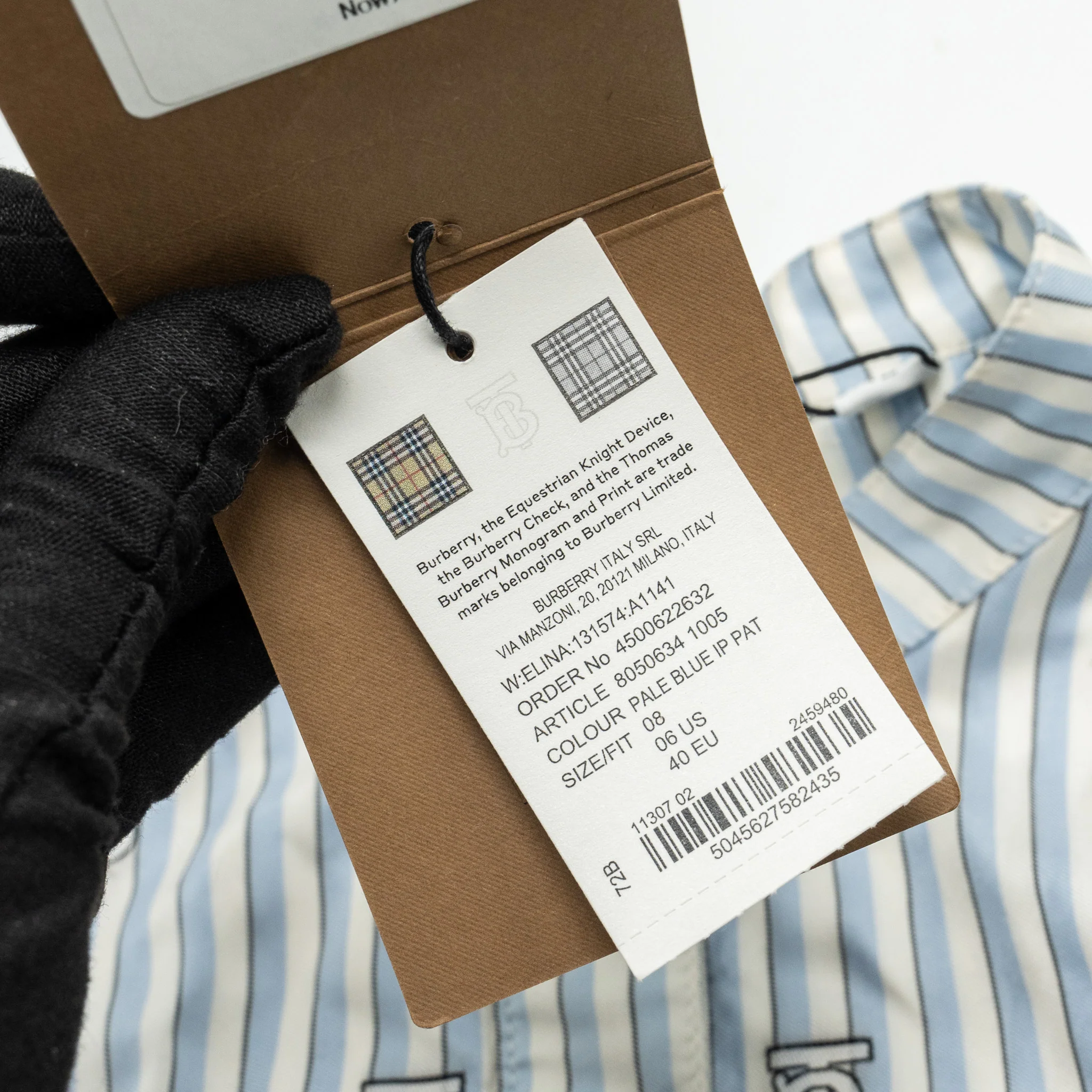 Burberry Size UK8 TB Logo Shirt Dress Silk Pale Blue - Image 12