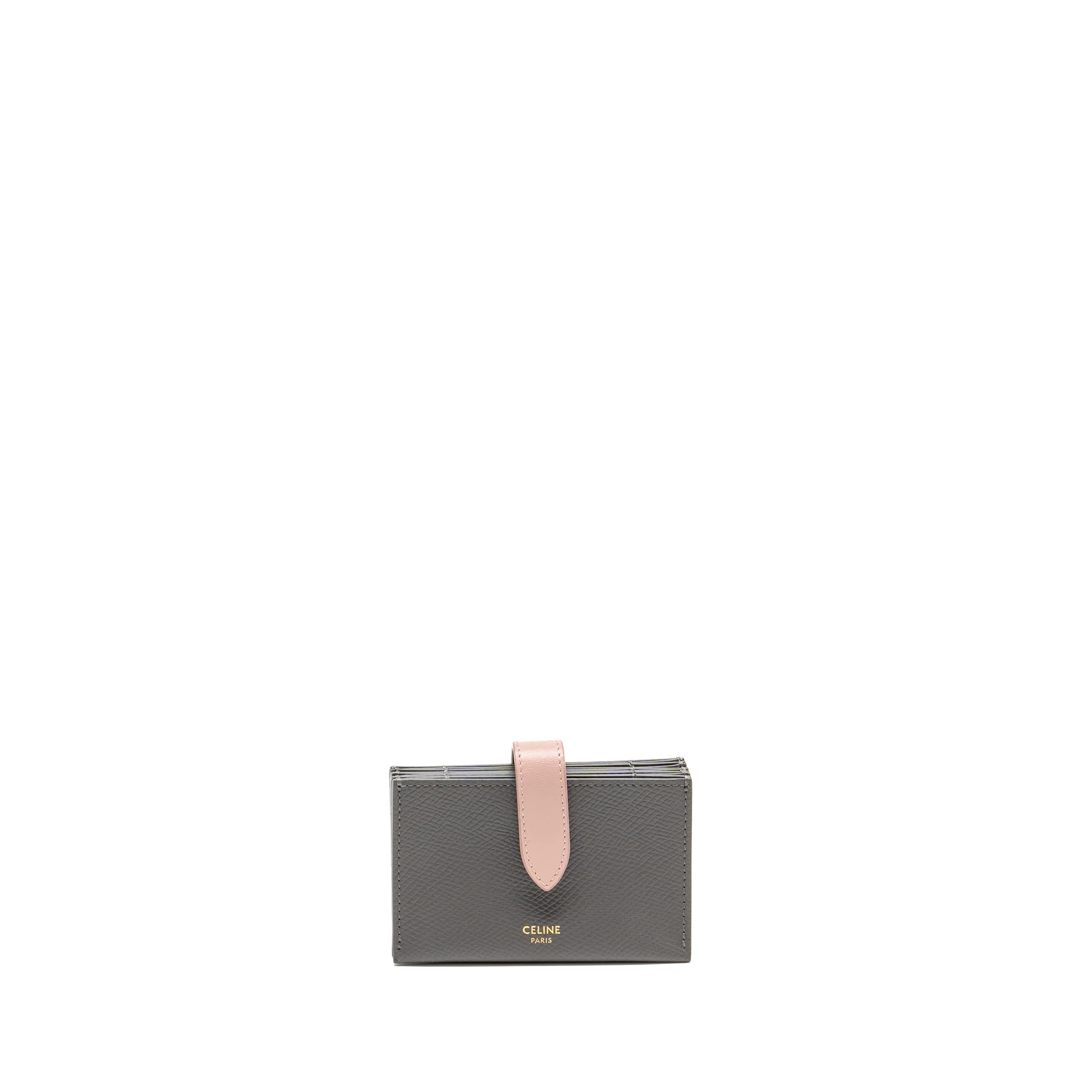 Celine Accordeon Card Holder Calfskin Pink/Grey GHW
