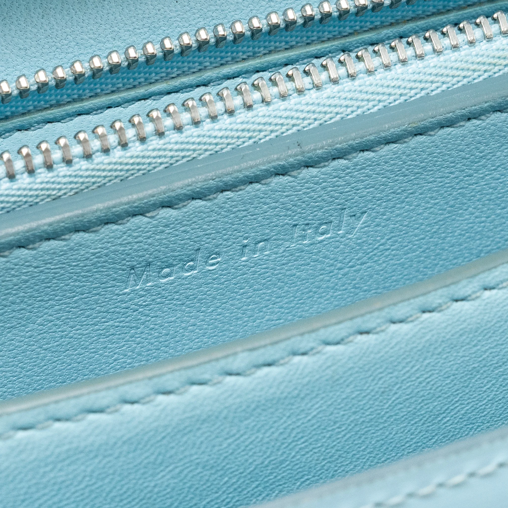 Celine medium classic box bag calfskin light blue SHW - Image 12