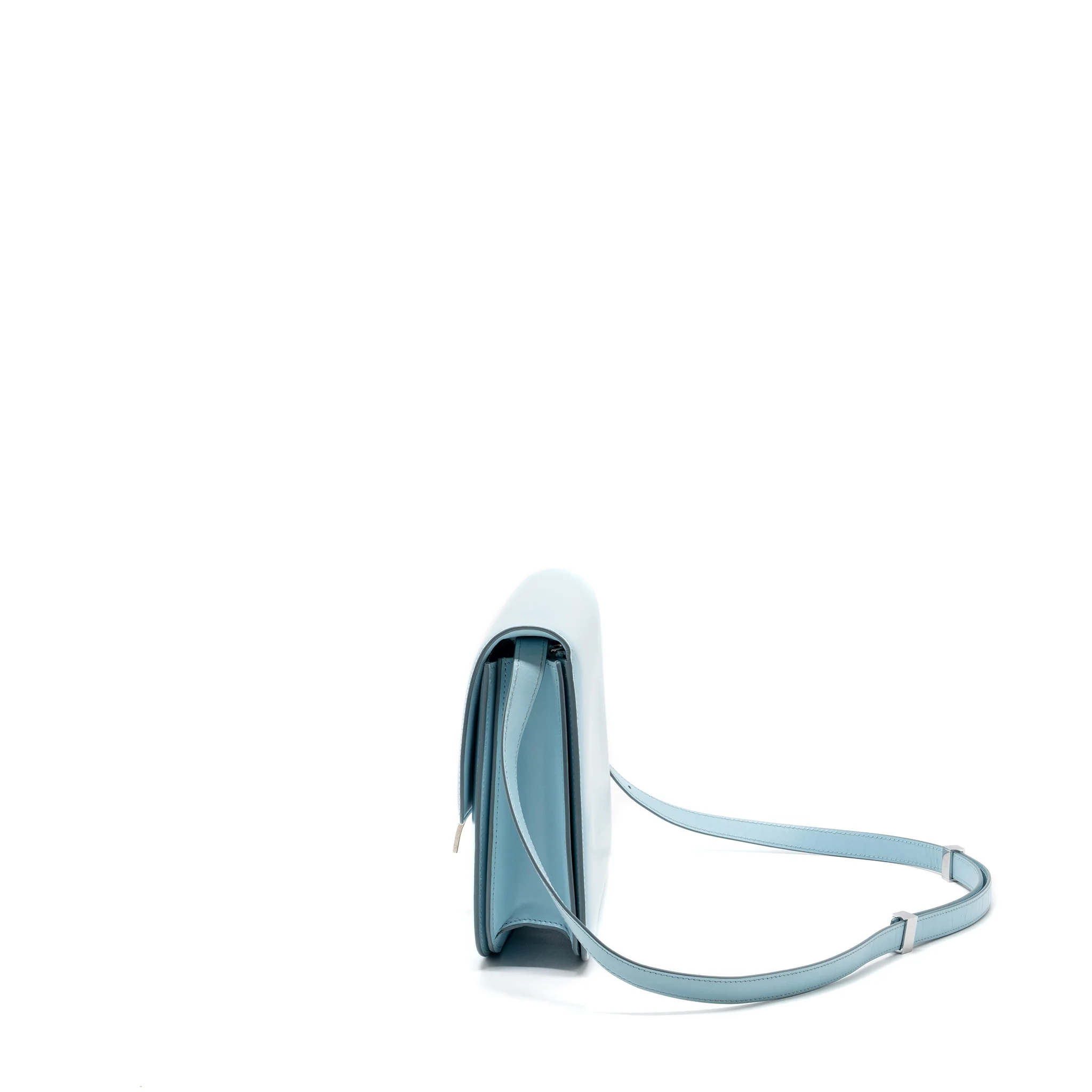 Celine medium classic box bag calfskin light blue SHW - Image 4