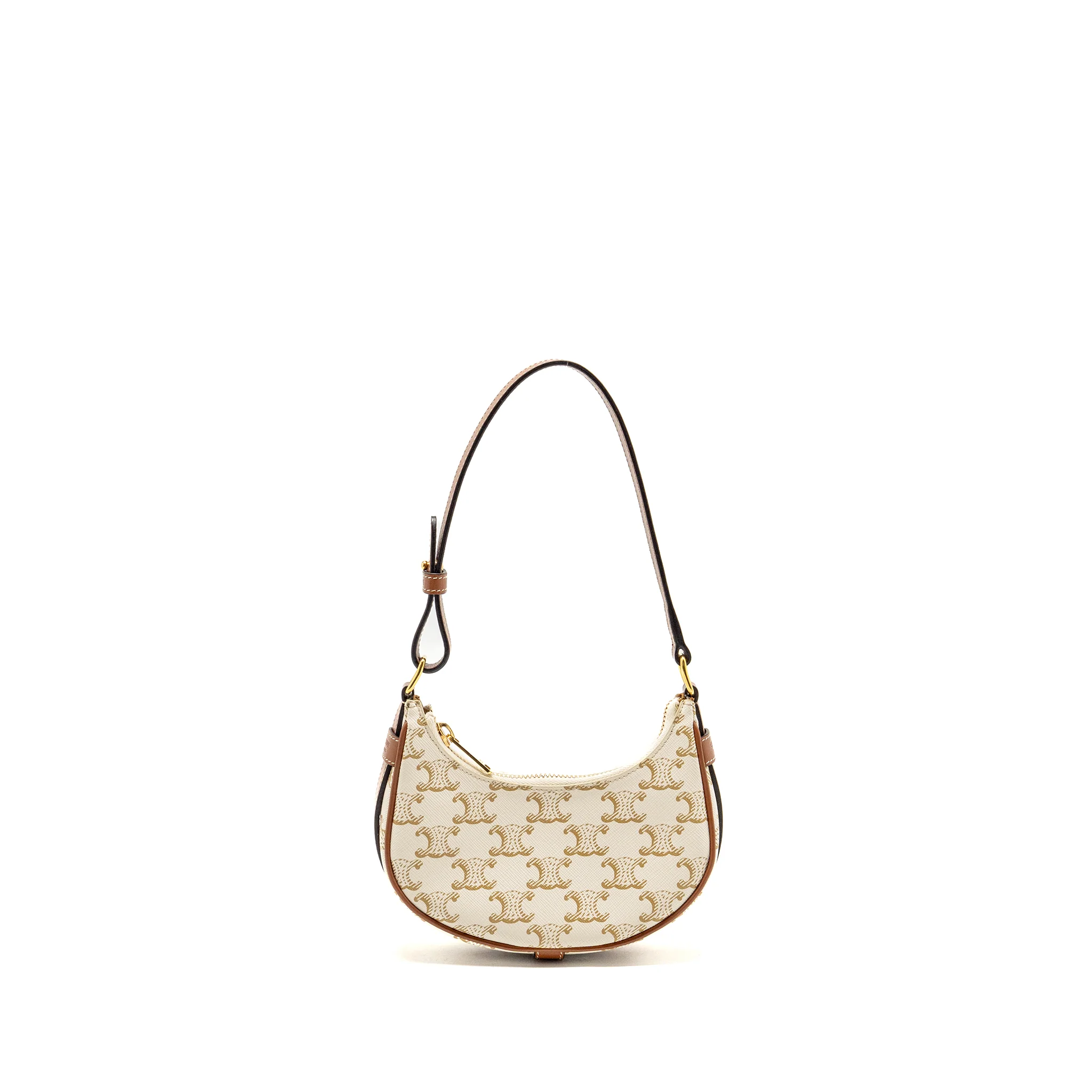 Celine Mini Ava Bag Triomphe Canvas/Calfskin White/brown GHW