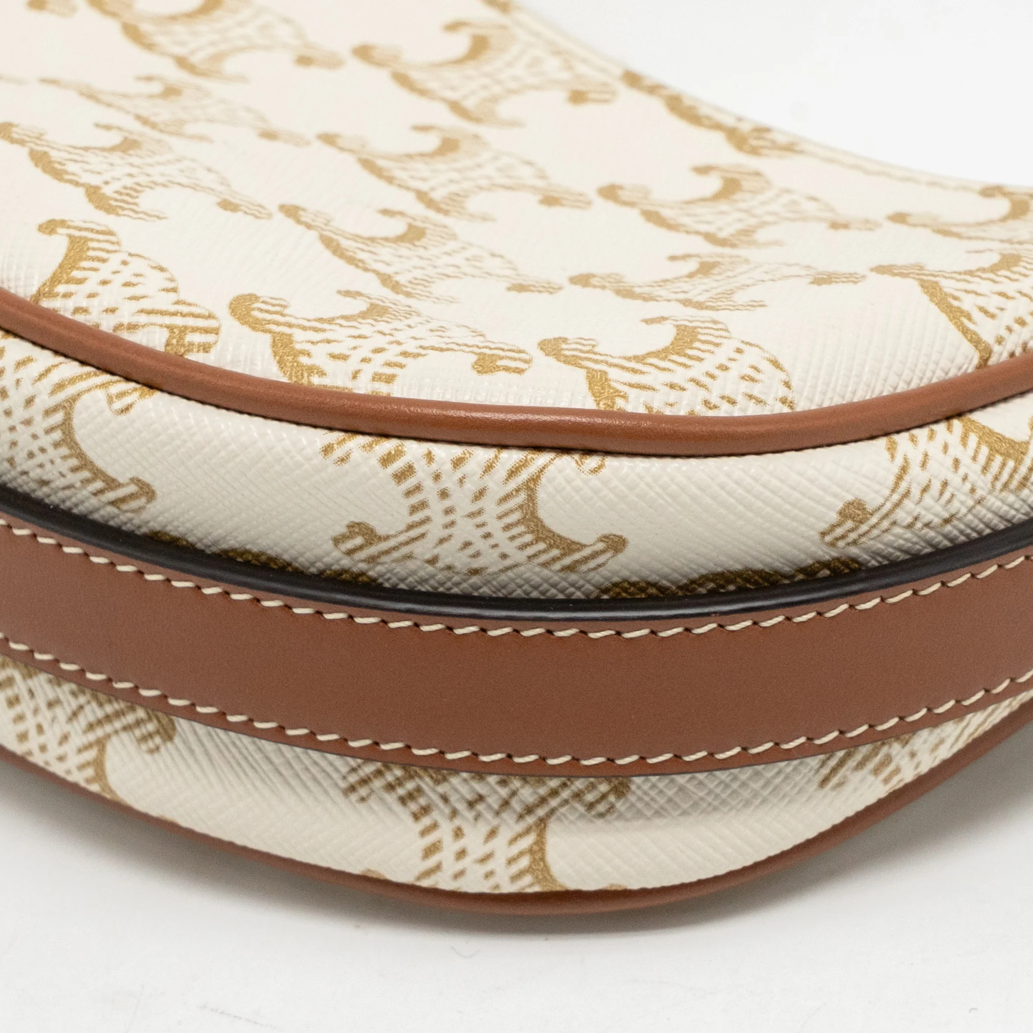 Celine Mini Ava Bag Triomphe Canvas/Calfskin White/brown GHW - Image 8