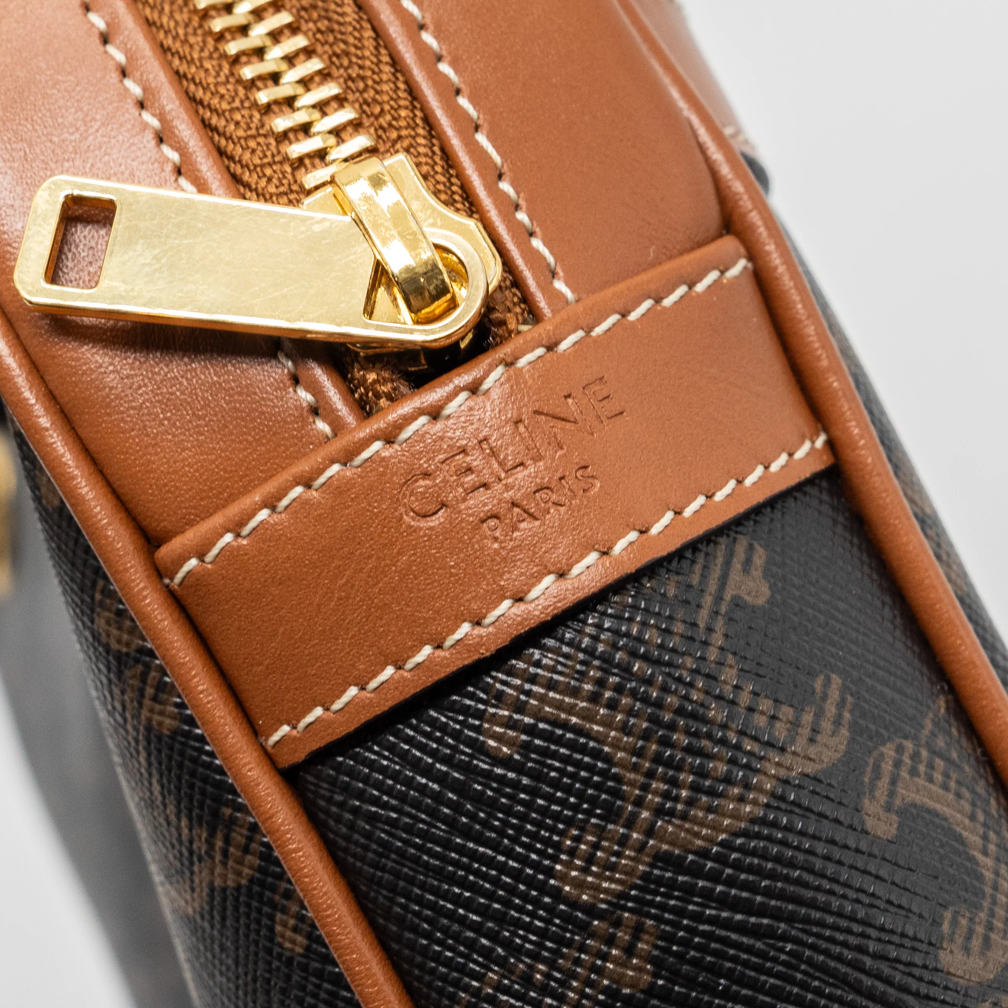 Celine patapans bag triomphe canvas/Leather brown GHW - Image 11