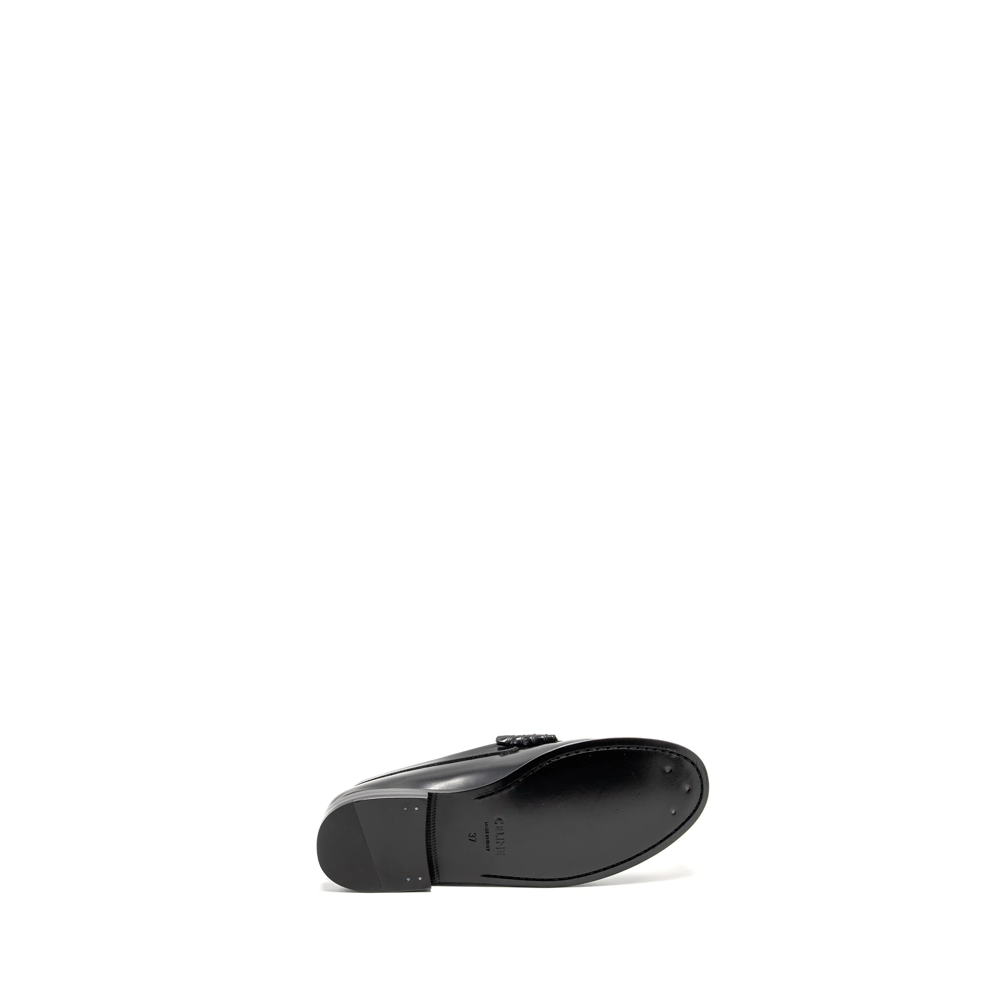 Celine Size 37 Triomphe Loafer Polished Calfskin Black GHW - Image 4
