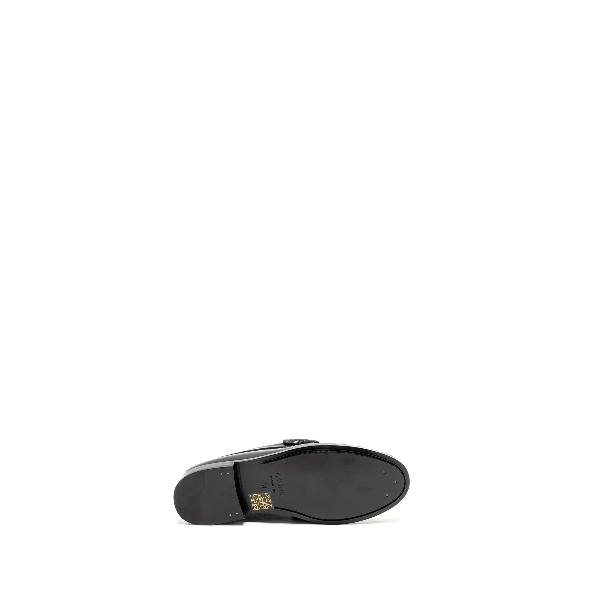 Celine Size 37 Triomphe Loafer Polished Calfskin Black GHW - Image 5