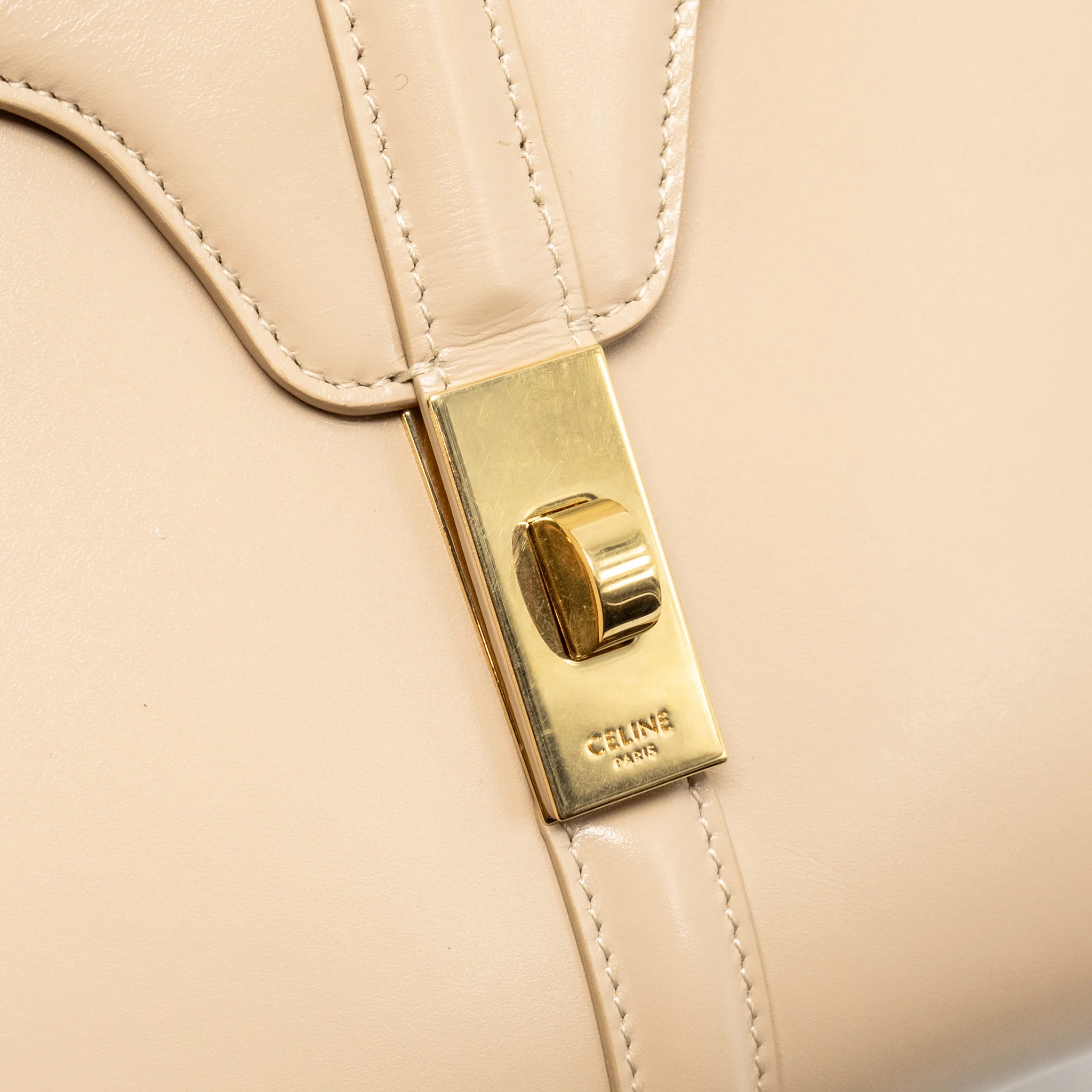 Celine small soft 16 bag calfskin beige GHW - Image 13