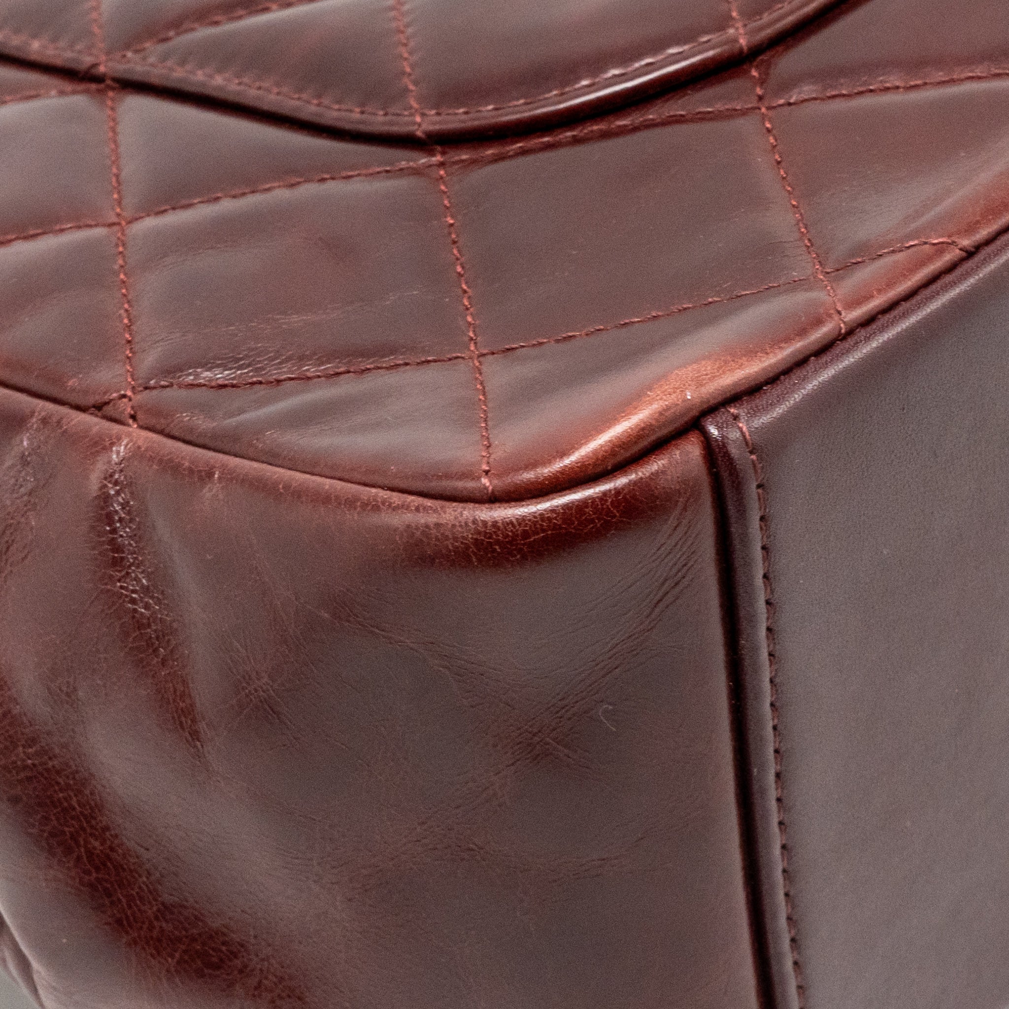 Chanel 16A Gold Bar Top Handle Flap Bag Glazed Calfskin Burgundy GHW - Image 11