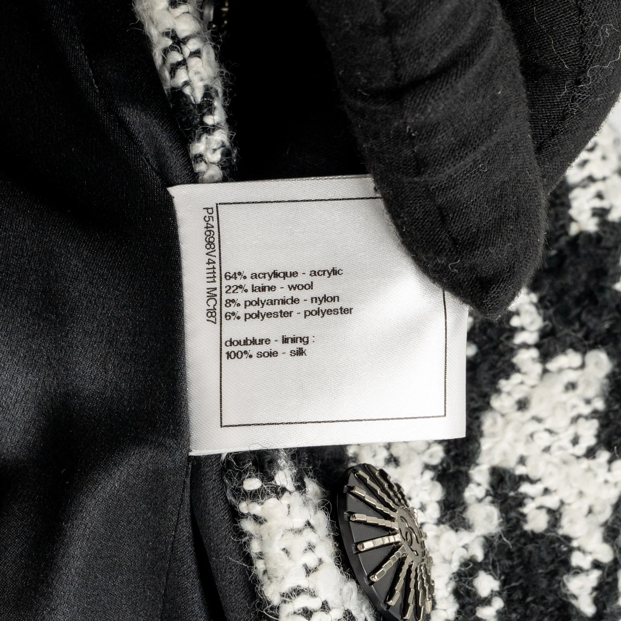 Chanel 16B Size 38 Houndstooth Tweed Coat Acrylic/Wool/Nylon/Polyester Black/Ecru - Image 8