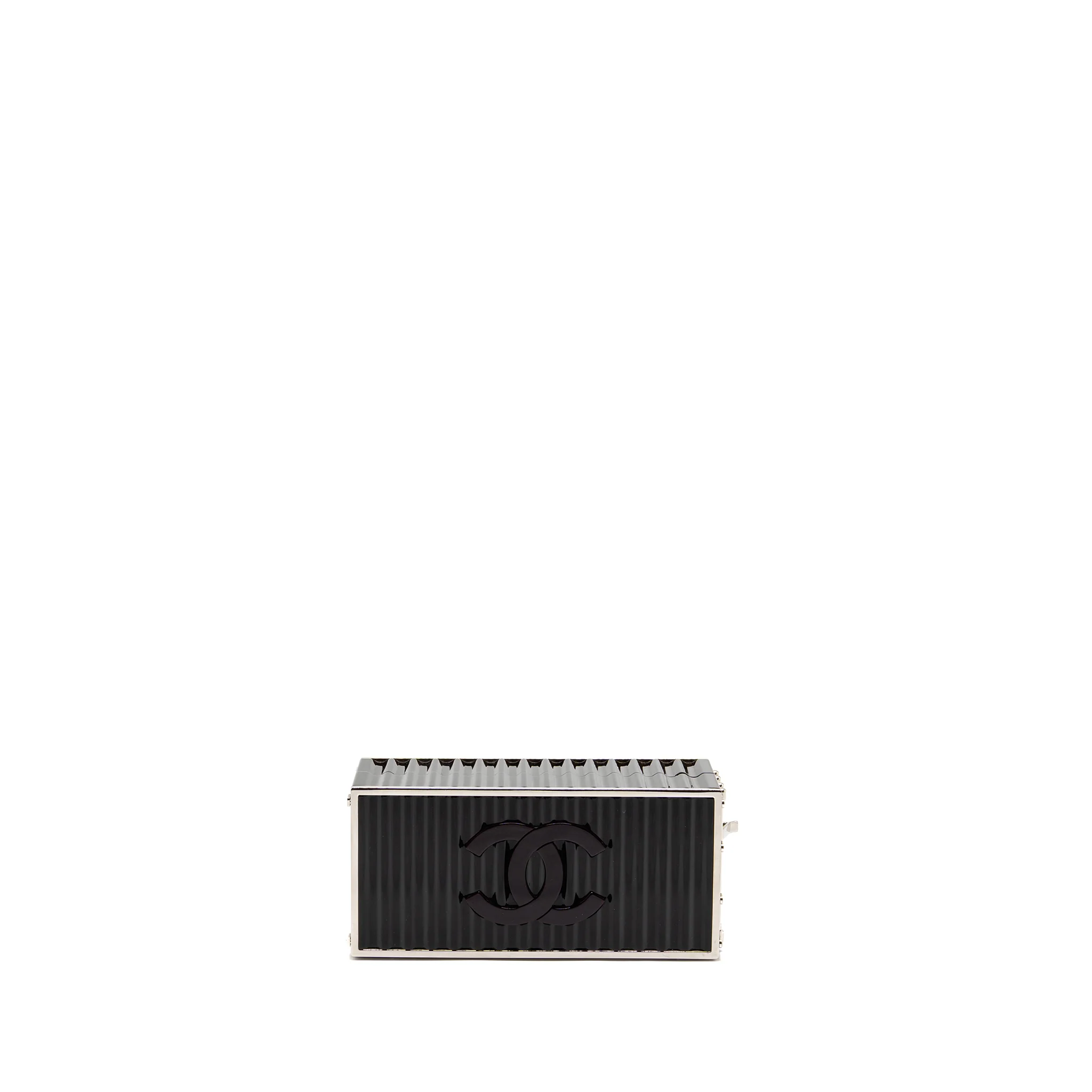 Chanel 18A Paris Hamburg Minaudiere shipping container evening clutch Plexiglass/Metal black SHW - Image 2