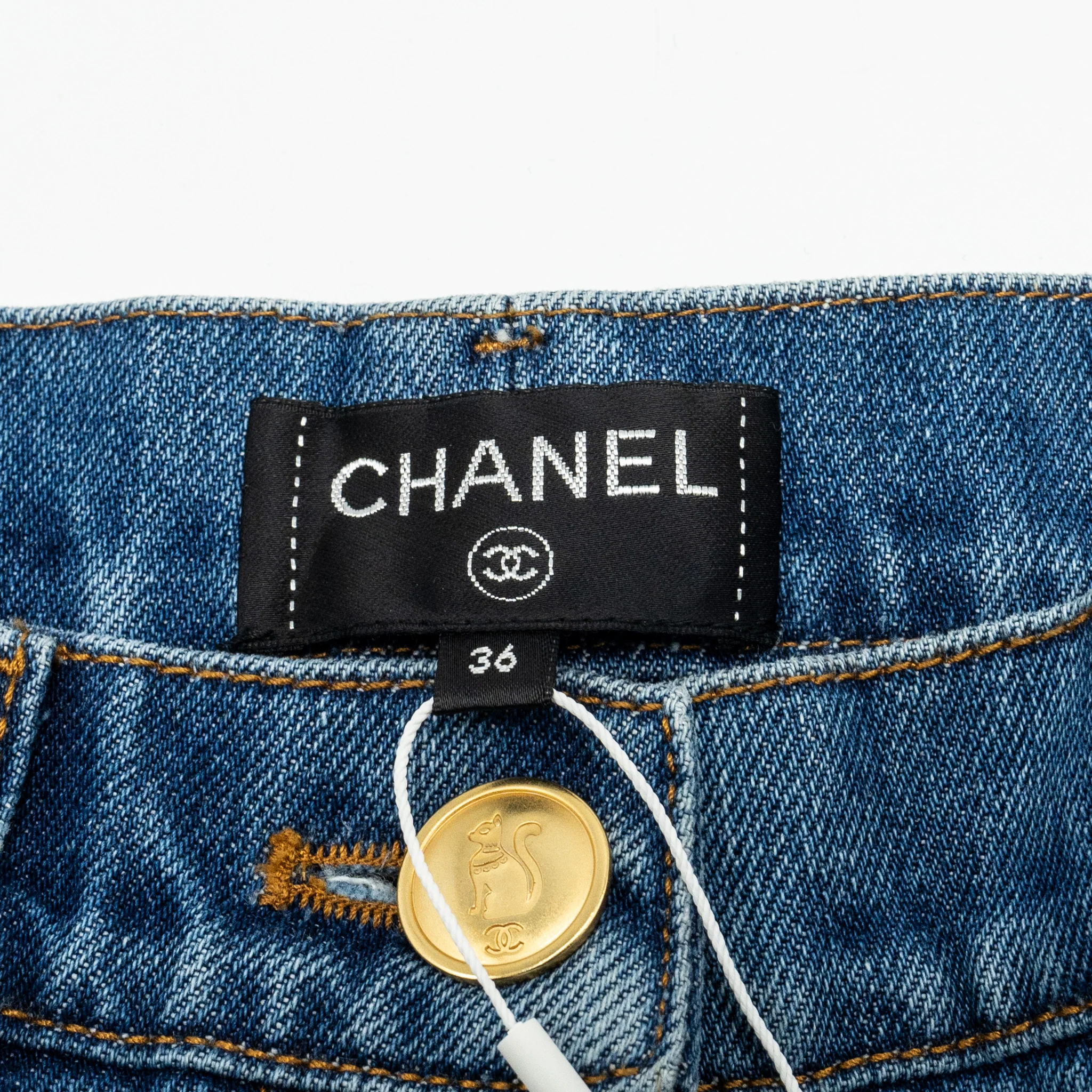 Chanel 19A Size 36 Straight Leg Denim Jeans Cotton Blue - Image 13