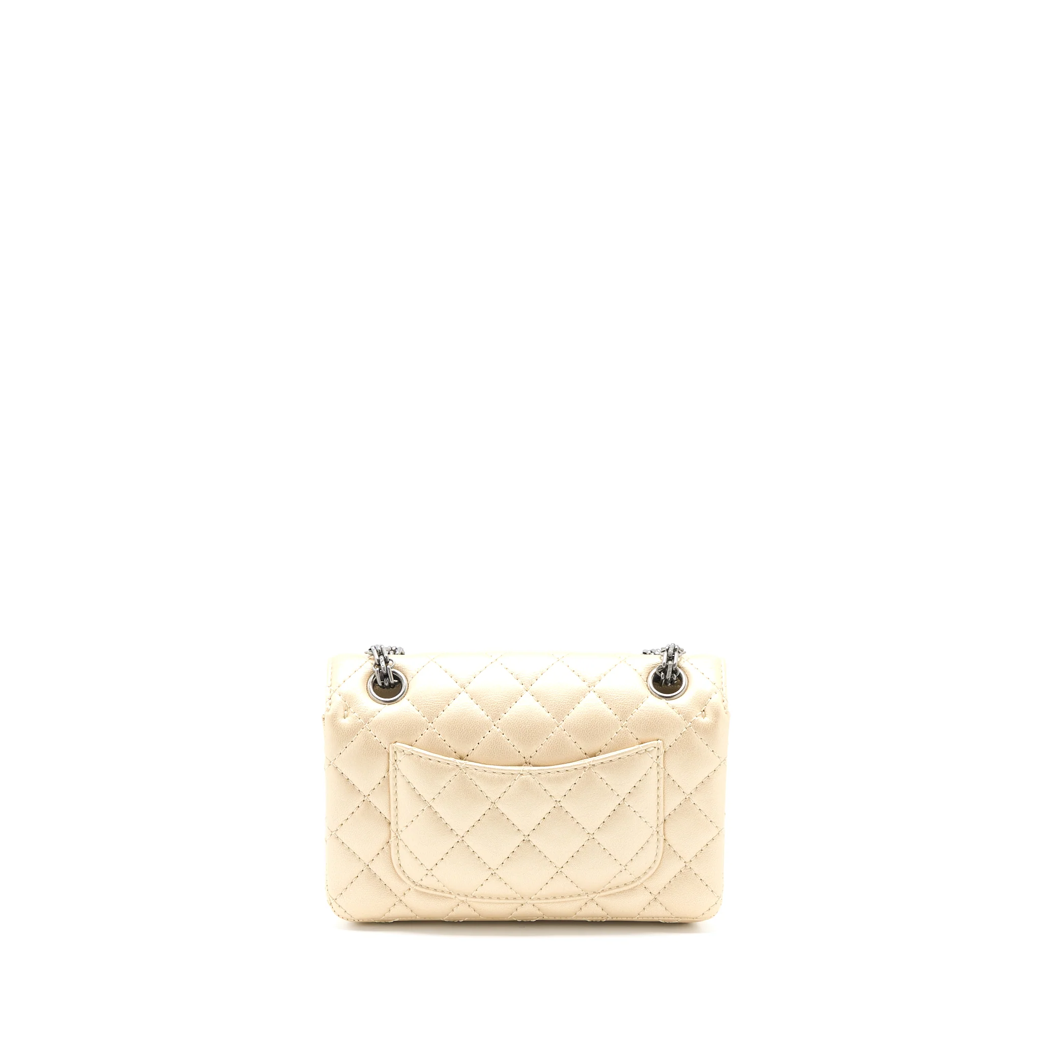 Chanel 2.55 Mini Reissue Flap Bag Lambskin Light Beige Ruthenium Hardware - Image 2