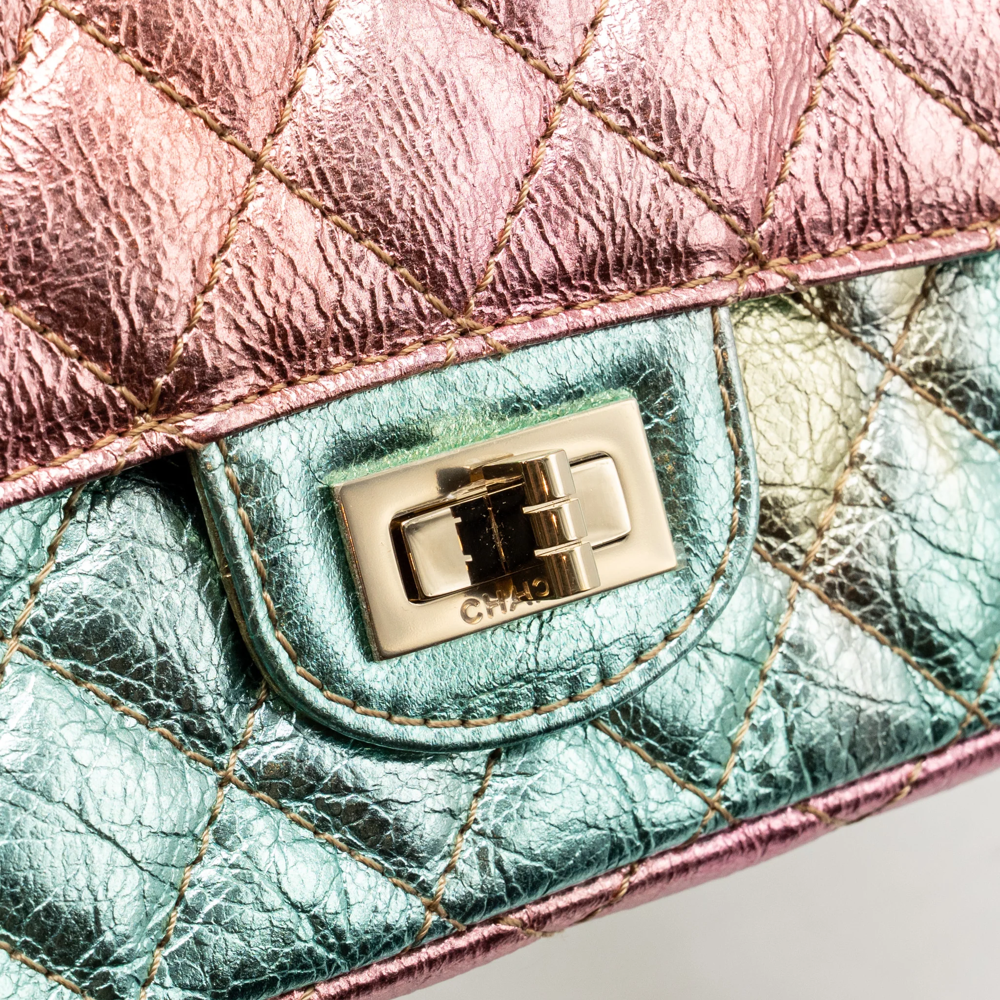 Chanel 20A mini 2.55 reissue flap bag goatskin leather rainbow multicolor ombré LGHW - Image 12
