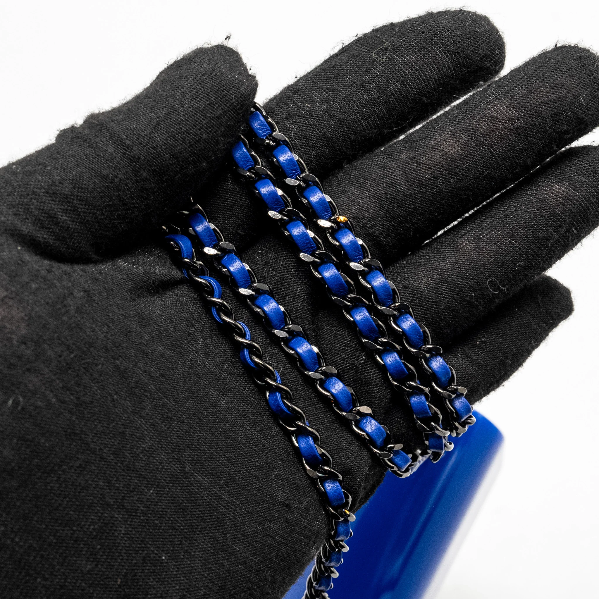 Chanel 21k Plexi Flap Evening Bag Blue/Black with Black Hardware (microchip) - Image 19