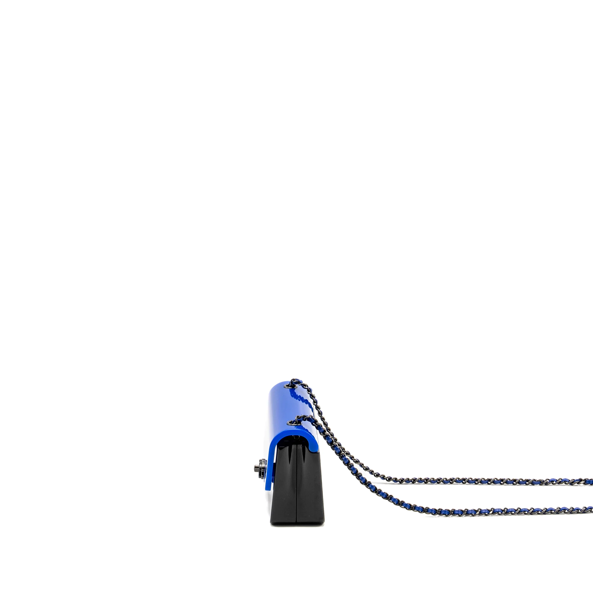 Chanel 21k Plexi Flap Evening Bag Blue/Black with Black Hardware (microchip) - Image 4