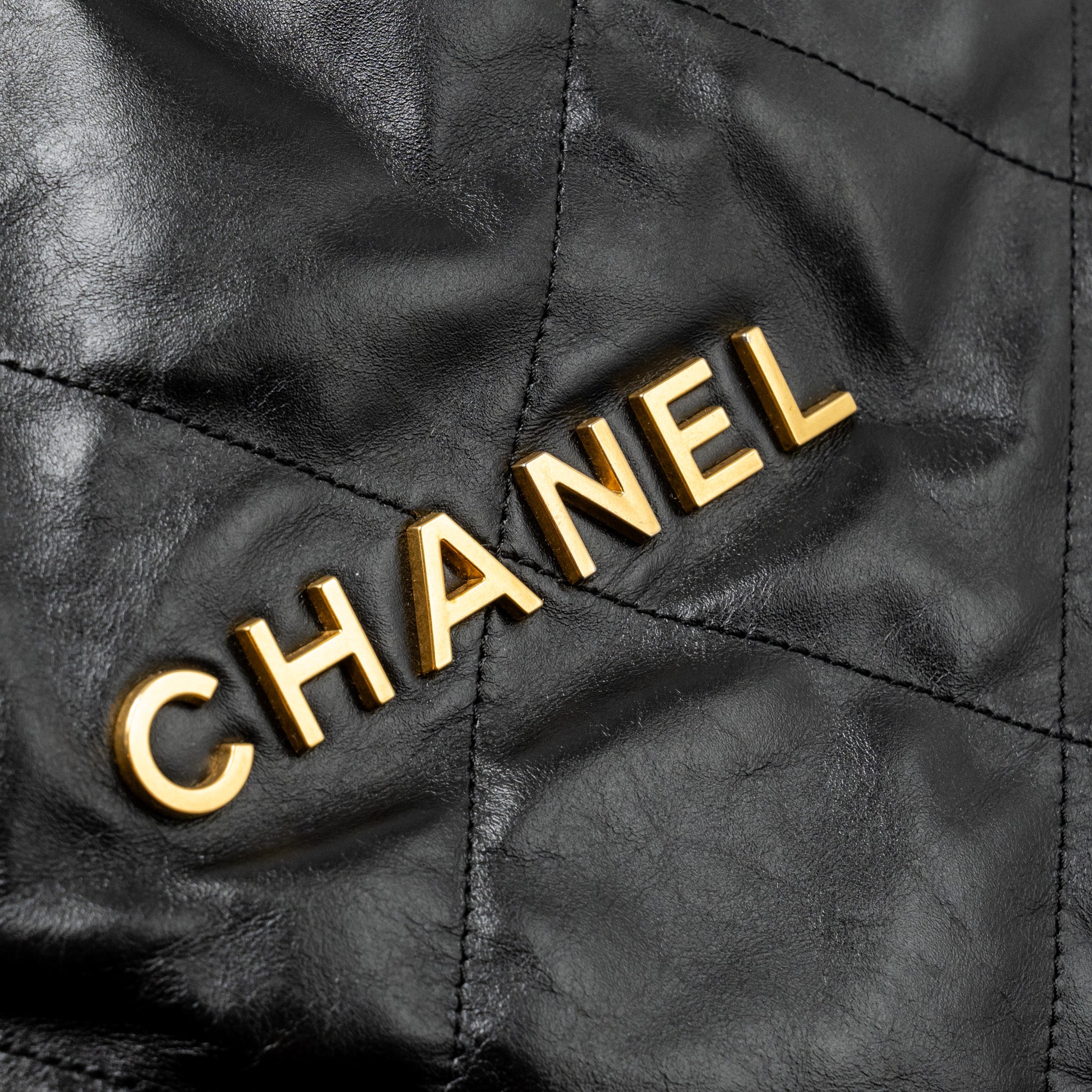 Chanel Small 22 Bag gold letter calfskin black GHW (microchip) - Image 13