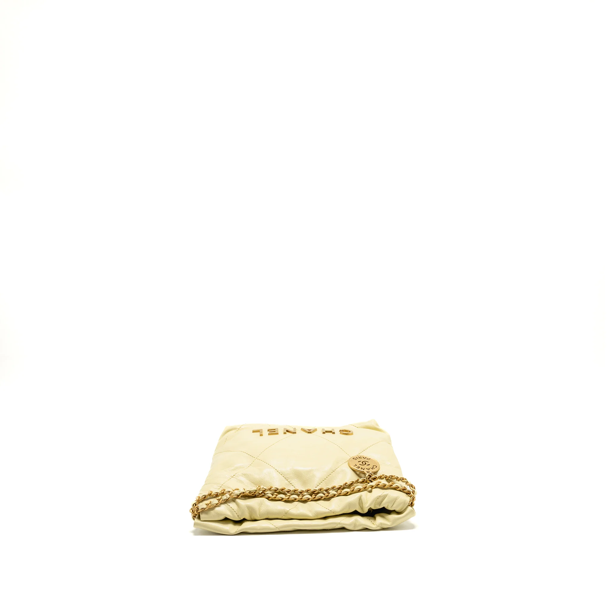 Chanel Mini 22 Bag Shiny Calfskin Light Yellow GHW (Microchip) - Image 5