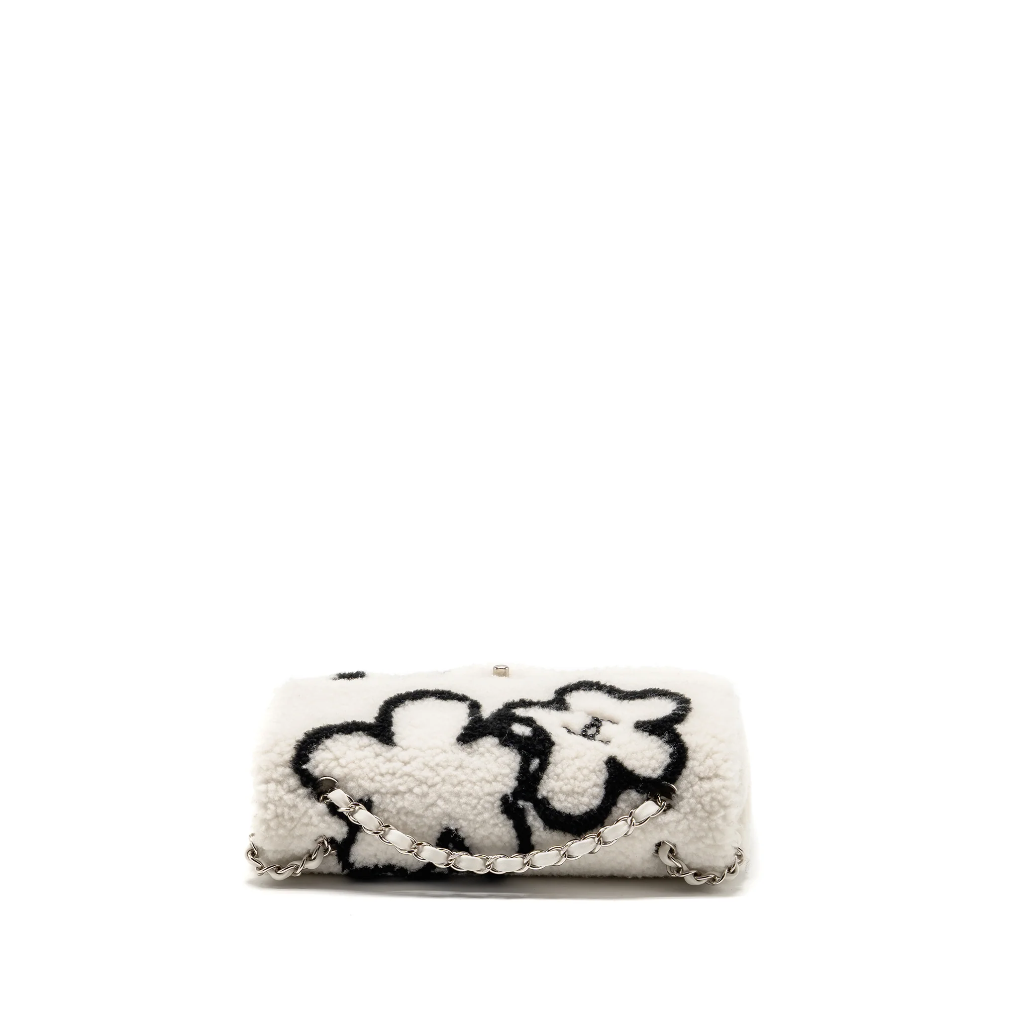 Chanel 22A Fluffy camellia flap bag shearling white SHW (microchip) - Image 5