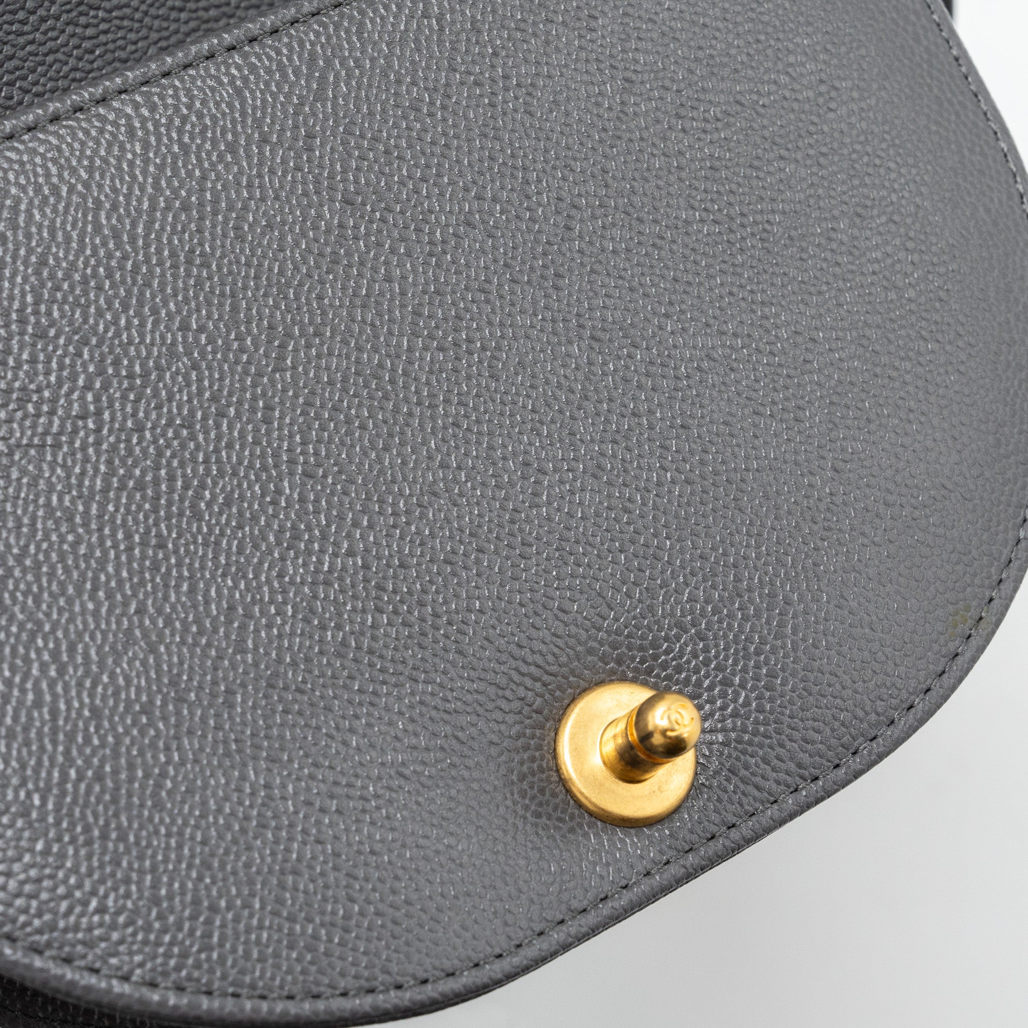 Chanel 22A Round Boy Messenger Bag Caviar Grey GHW(Microchip) - Image 13