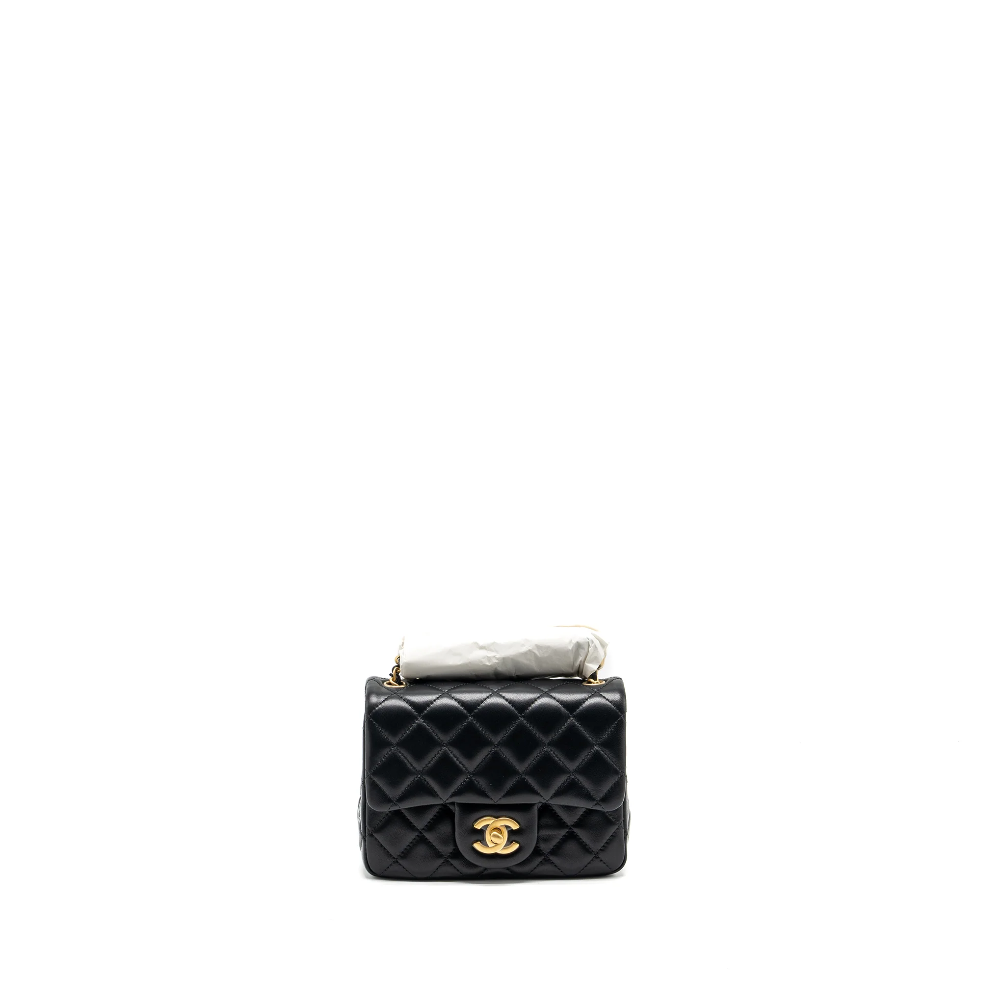 Chanel pearl crush mini square flap bag lambskin black GHW (microchip) - Image 2