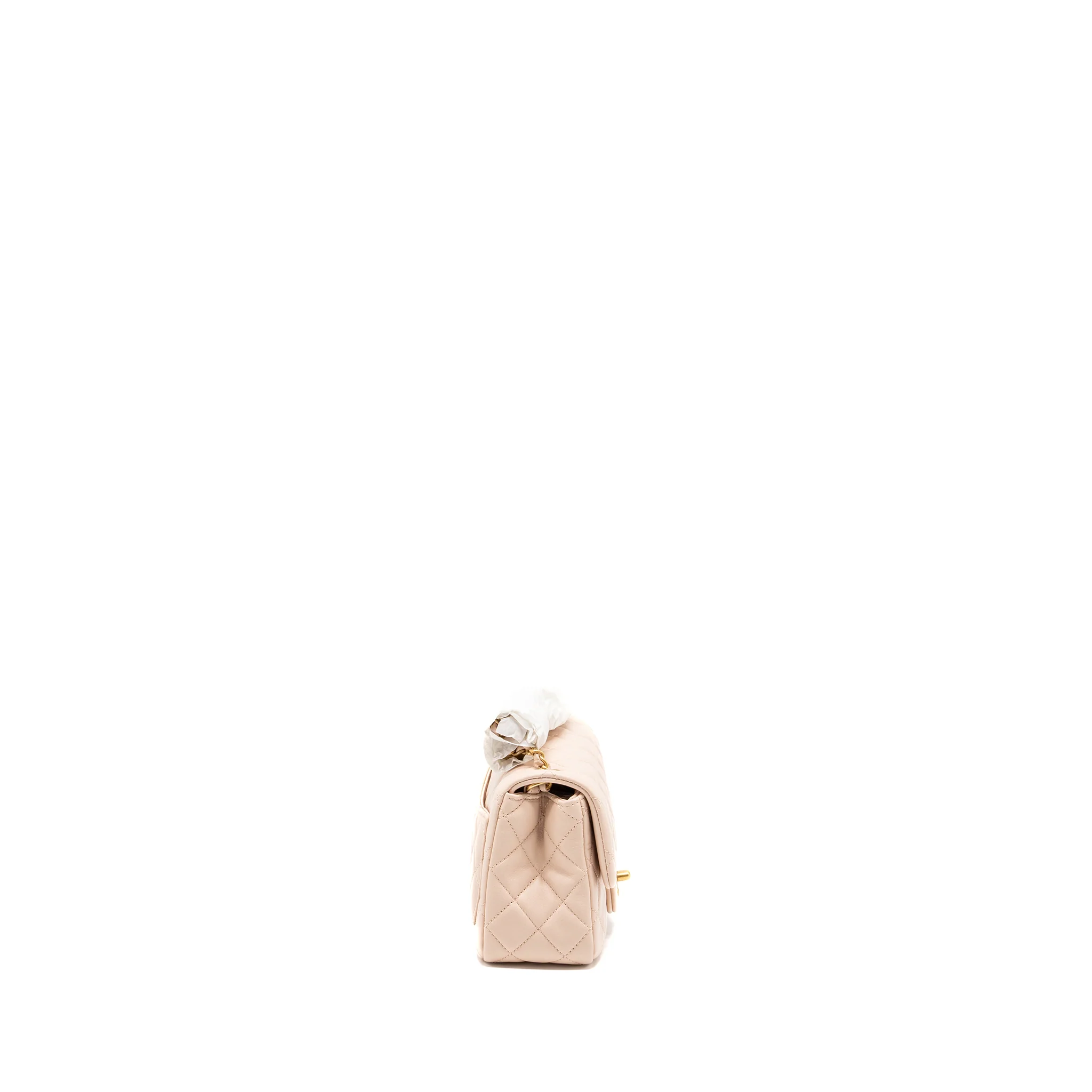 Chanel 22C pearl crush mini square flap bag lambskin pink Ghw (microchip) - Image 5