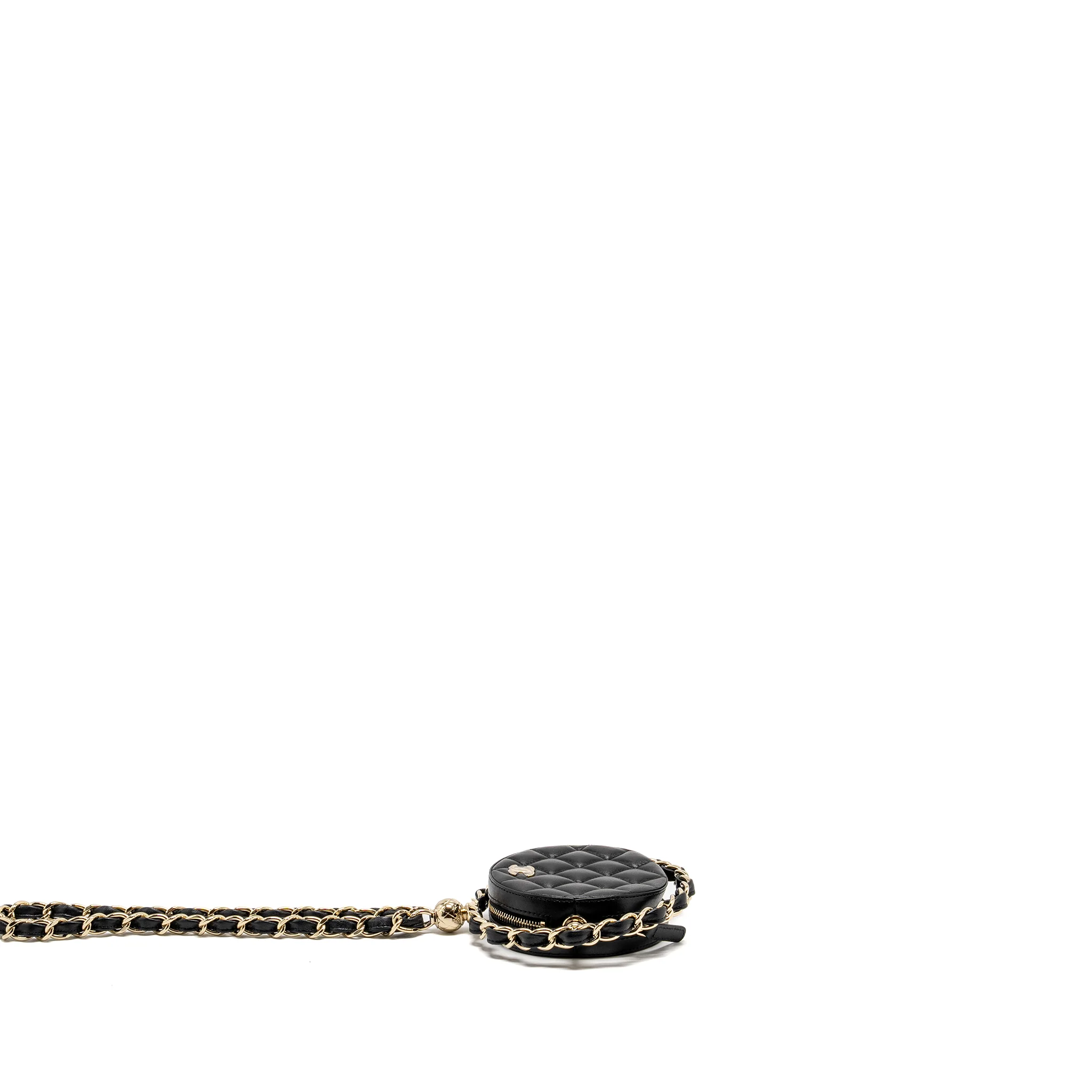 Chanel 22C Round Clutch With Chain Lambskin Black GHW - Image 4
