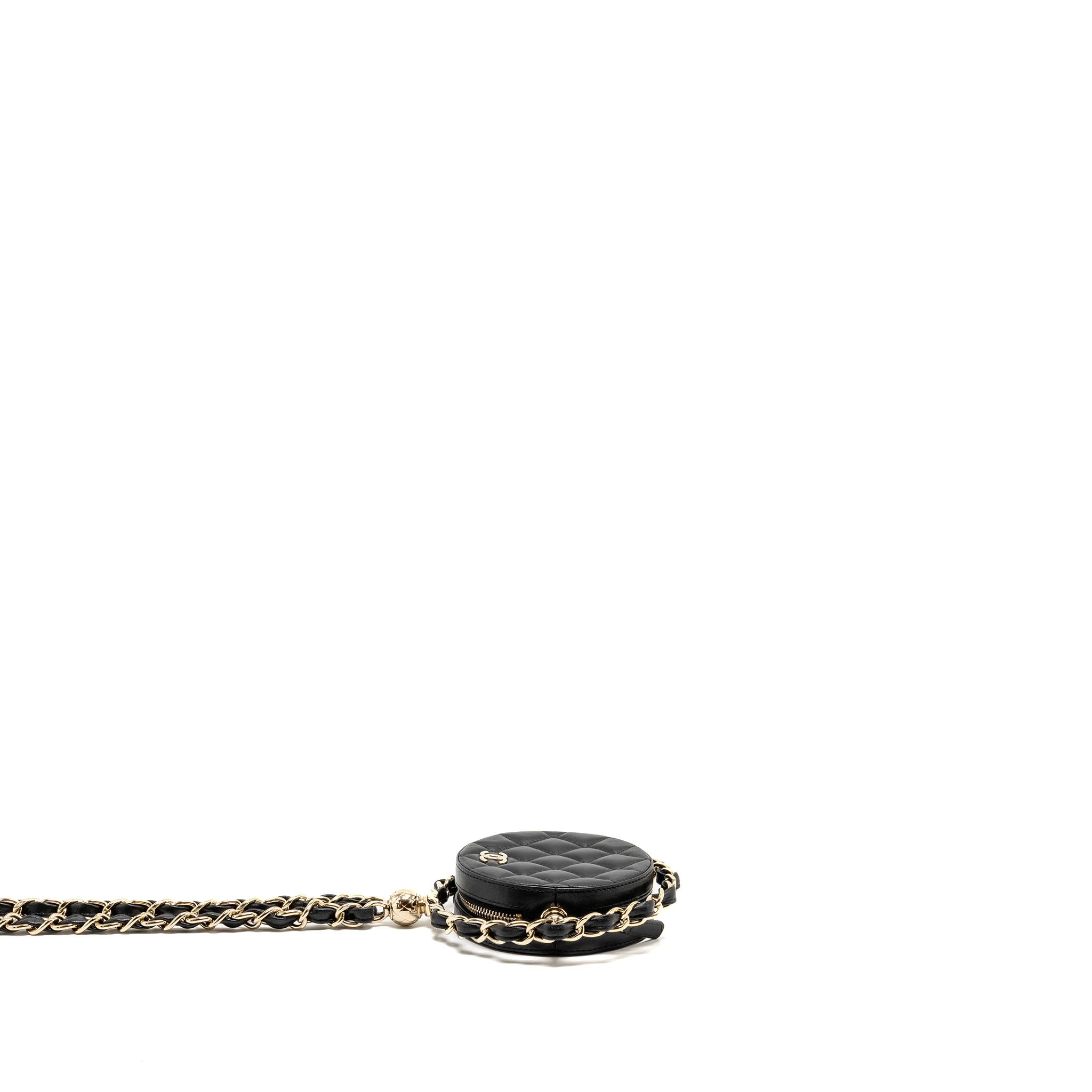 Chanel 22C Round Clutch with Chain Lambskin Black LGHW - Image 4