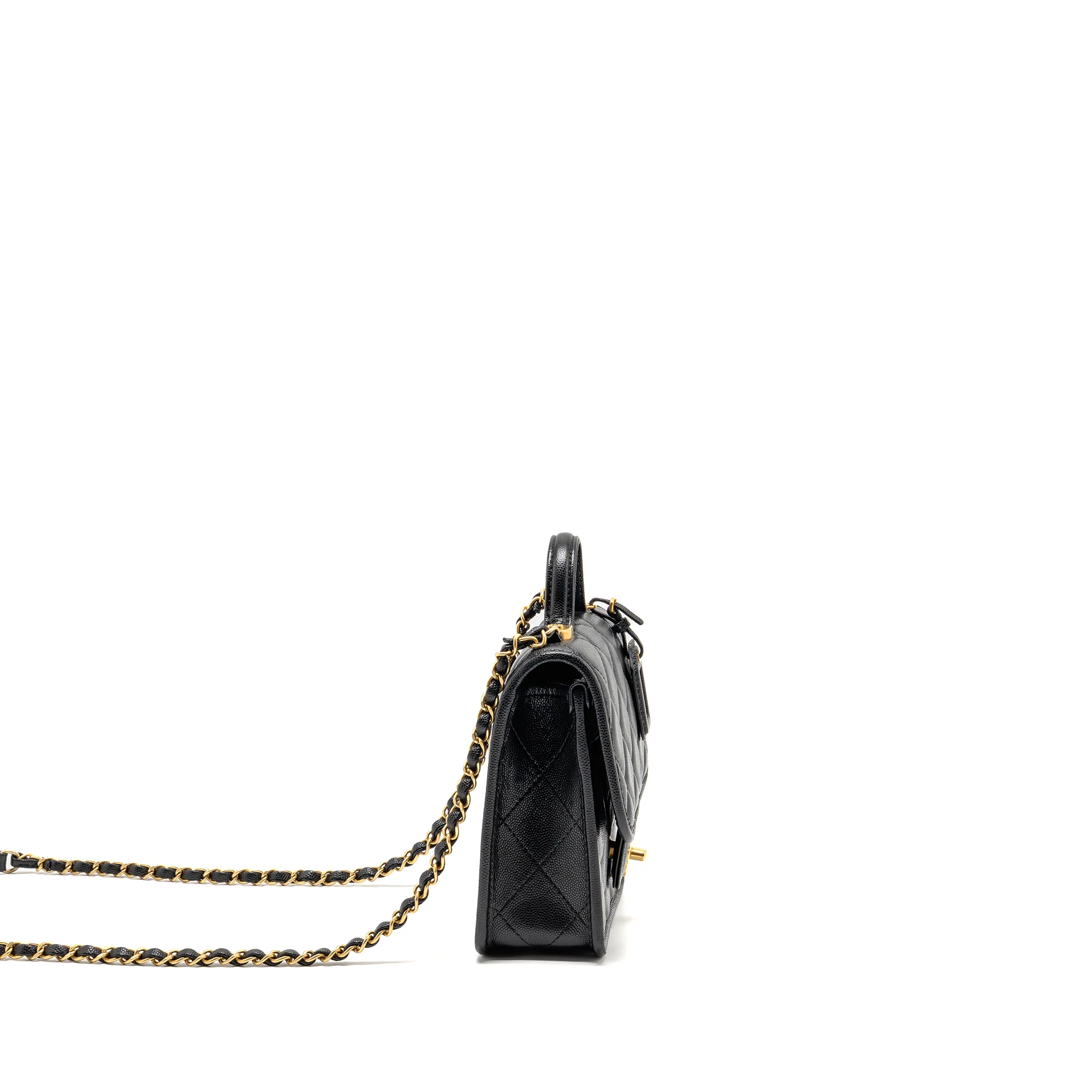 Chanel 22K Mini Flap Bag with Top Handle Caviar Black GHW (Microchip) - Image 3