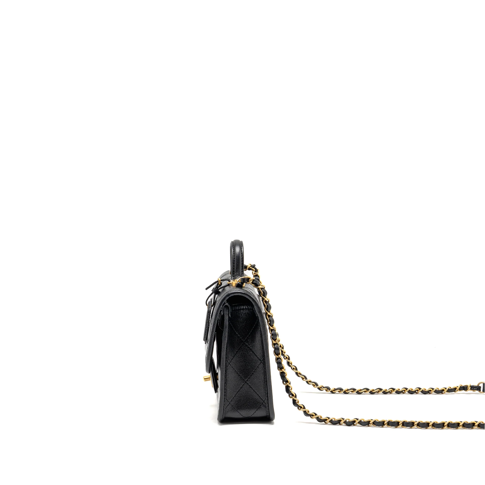Chanel 22K Mini Flap Bag with Top Handle Caviar Black GHW (Microchip) - Image 4