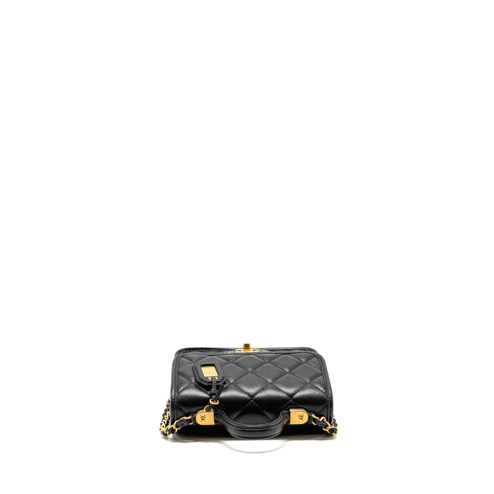 Chanel 22K Mini Flap Bag with Top Handle Caviar Black GHW (Microchip) - Image 5