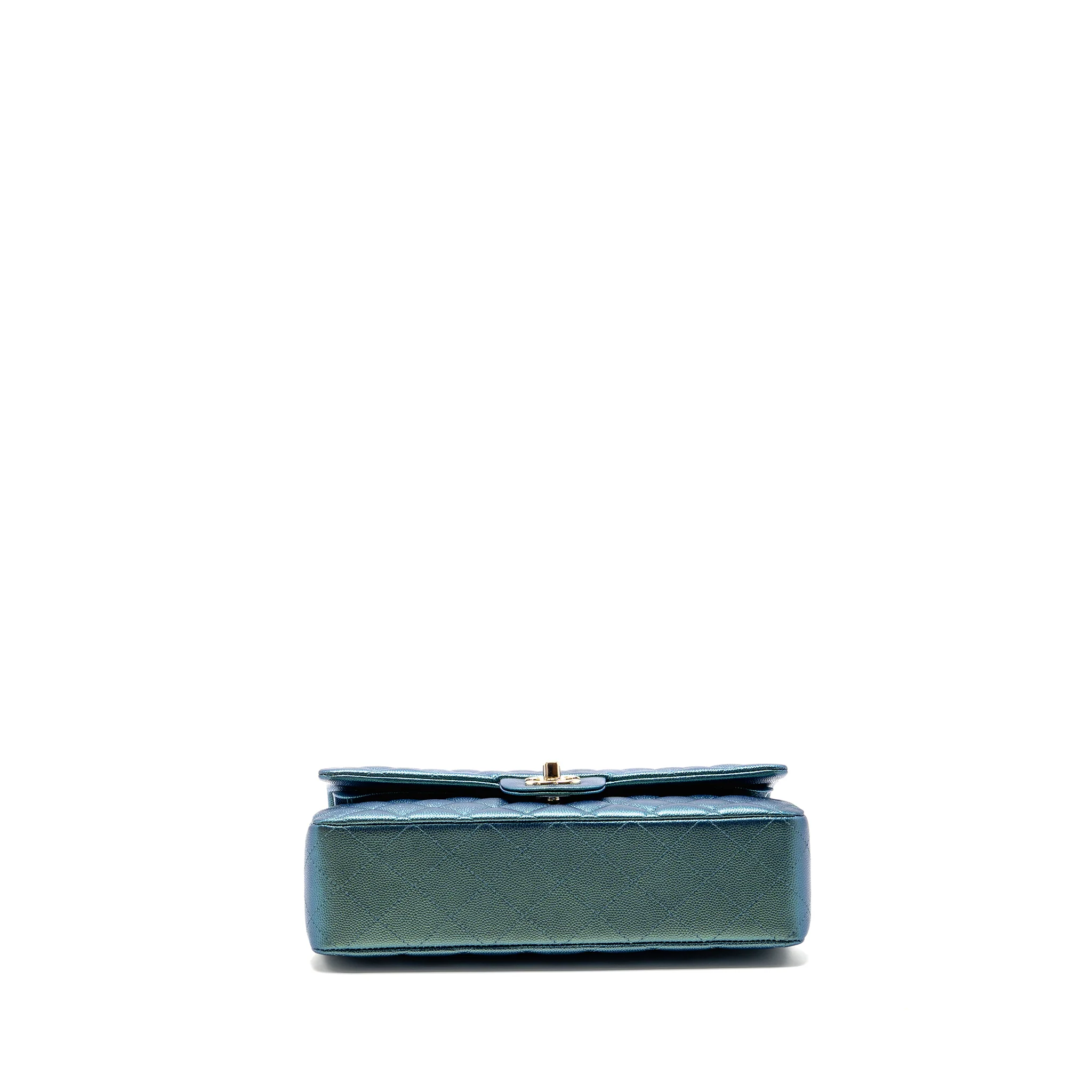 Chanel 22P Medium Classic Double Flap Bag Caviar IRIDESCENT Green LGHW (Microchip) - Image 6