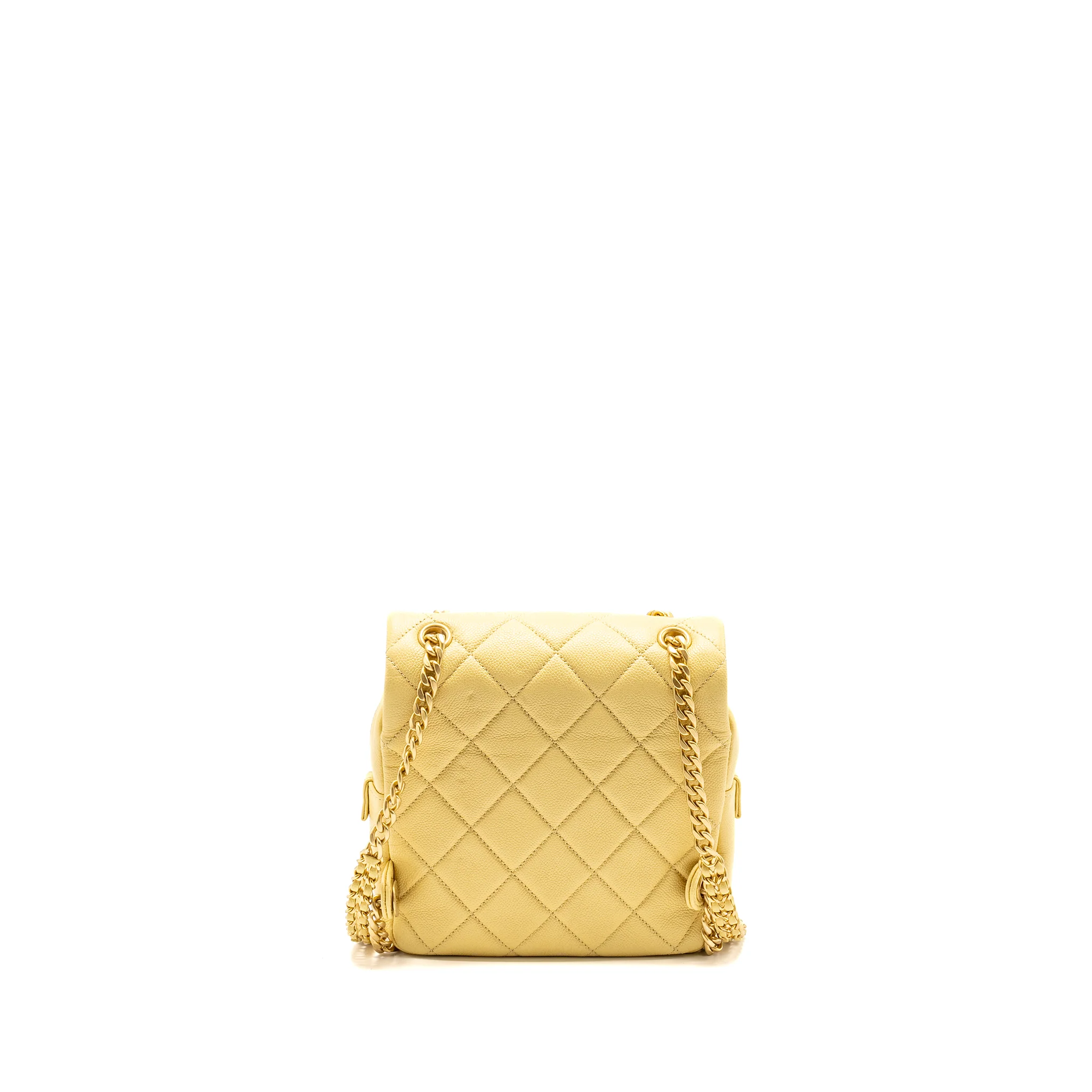 Chanel 22P quilted flap backpack caviar light yellow GHW (Microchip) - Image 2