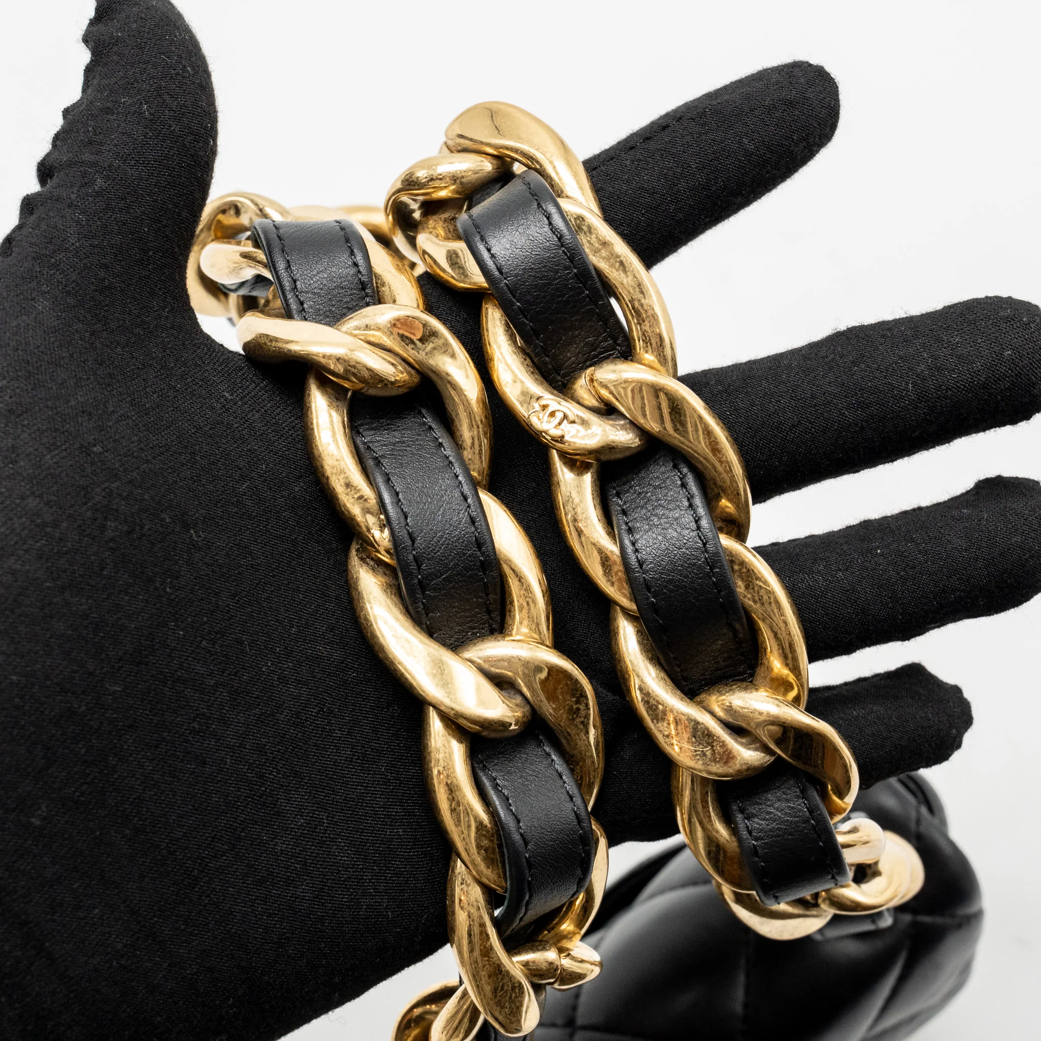 Chanel 22s Giant Chain Mini Flap Bag Lambskin Black Brushed GHW (microchip) - Image 19