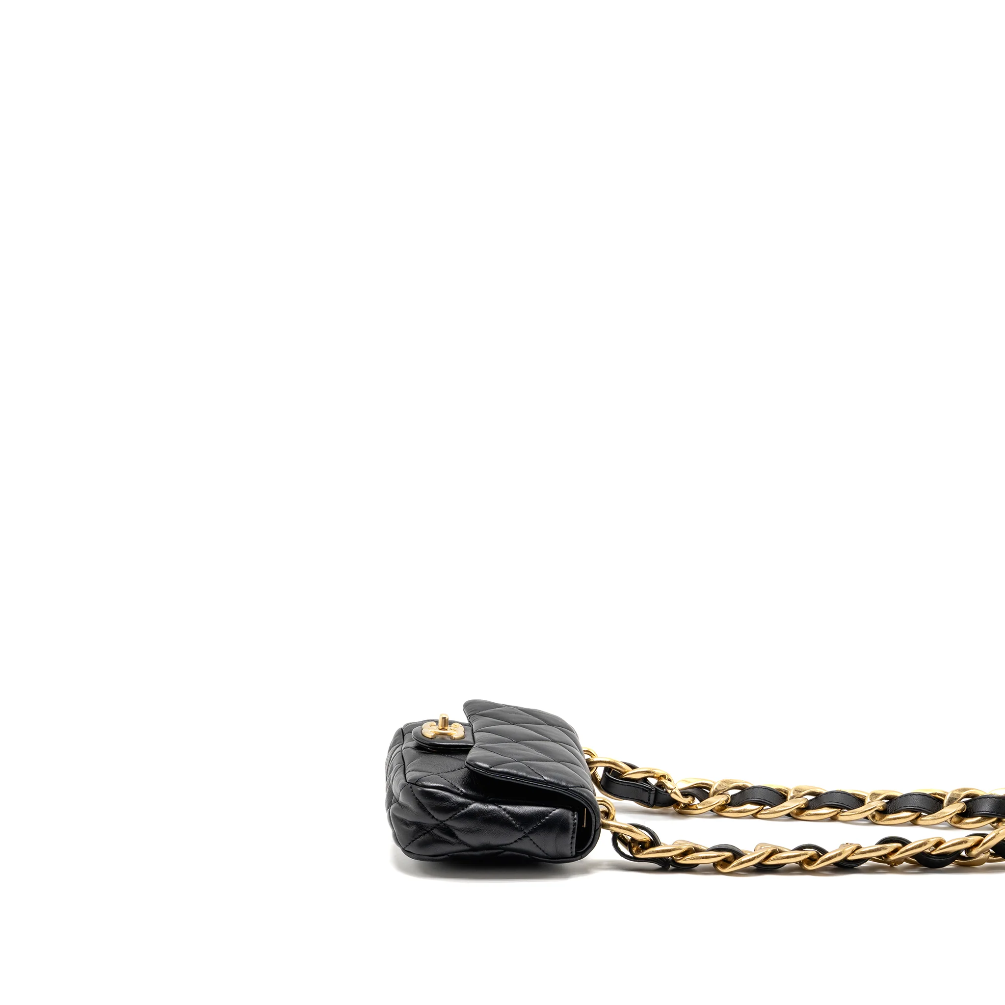 Chanel 22s Giant Chain Mini Flap Bag Lambskin Black Brushed GHW (microchip) - Image 4