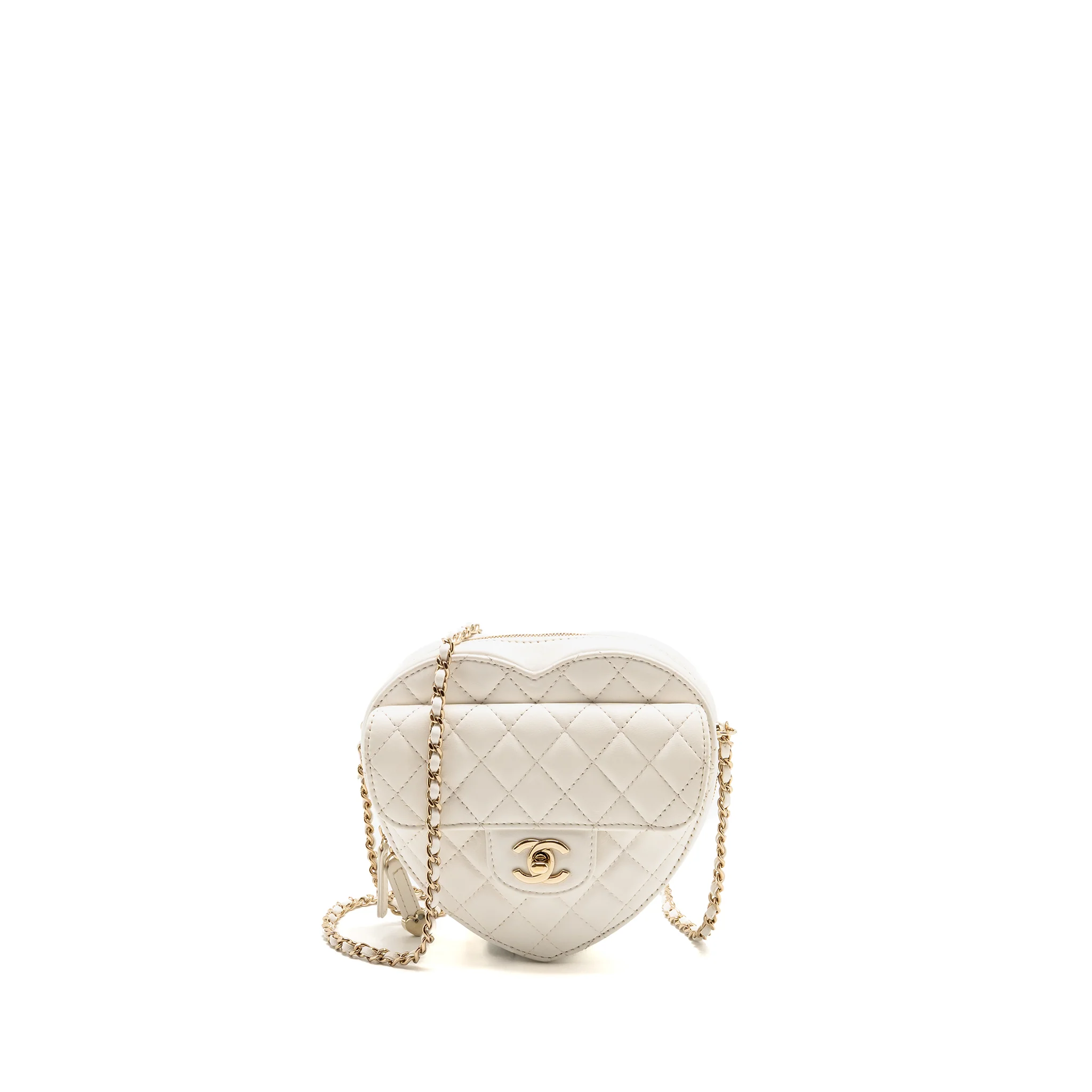 Chanel 22S Heart Bag Lambskin White LGHW (Microchip)