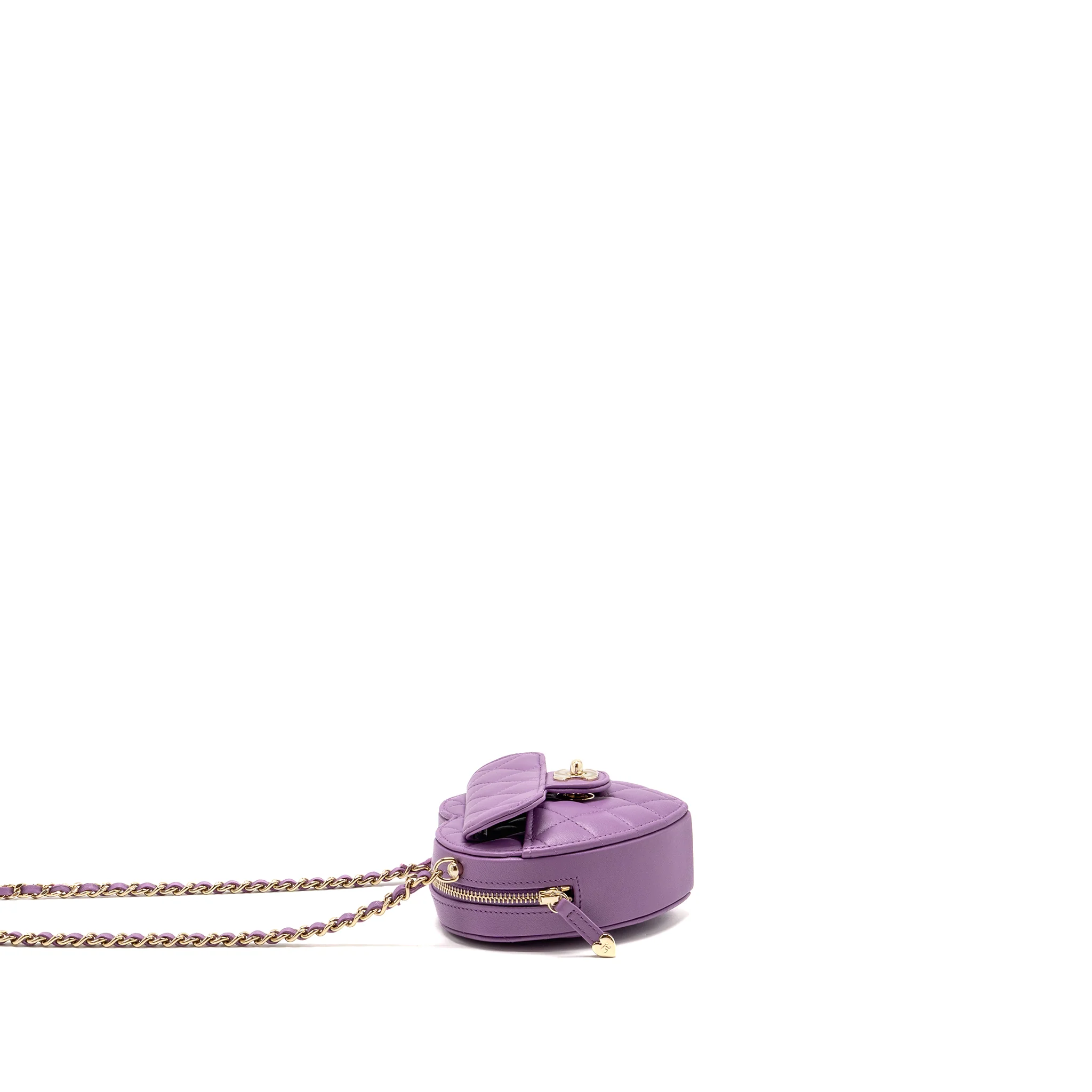 Chanel 22S Small Heart Bag Lambskin Purple LGHW - Image 3