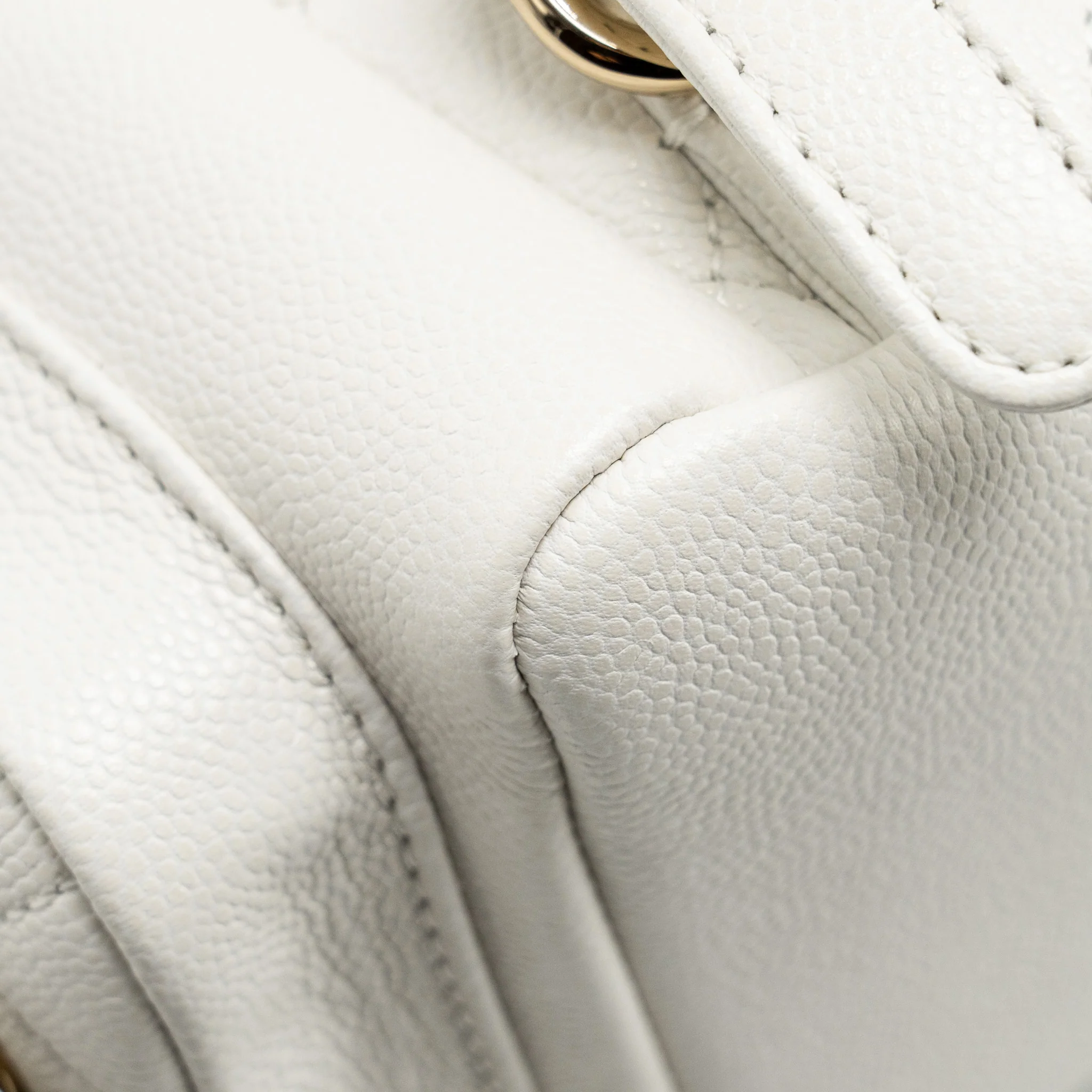 Chanel 23K Triple Pocket Mini Backpack Caviar White LGHW (Microchip) - Image 10