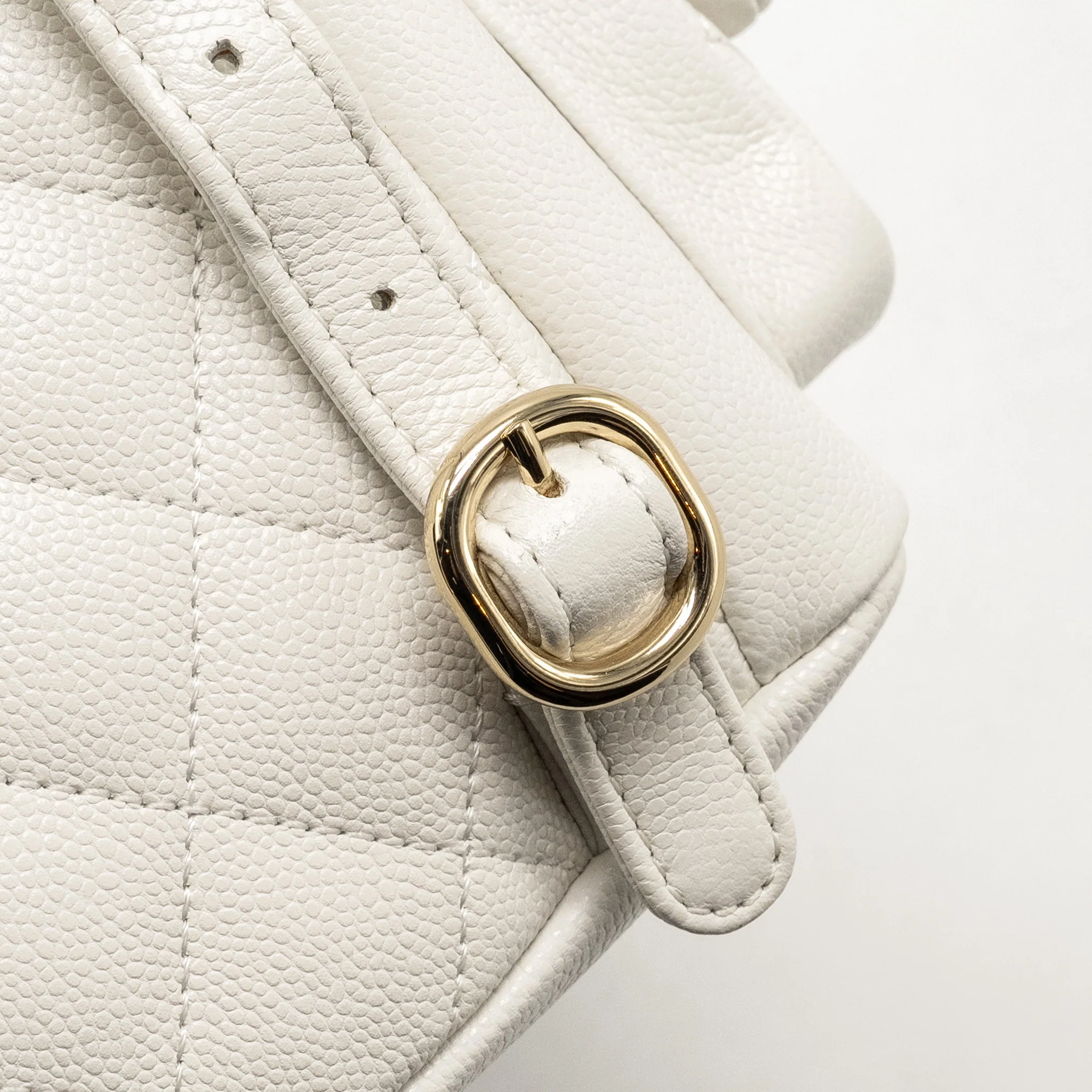 Chanel 23K Triple Pocket Mini Backpack Caviar White LGHW (Microchip) - Image 18