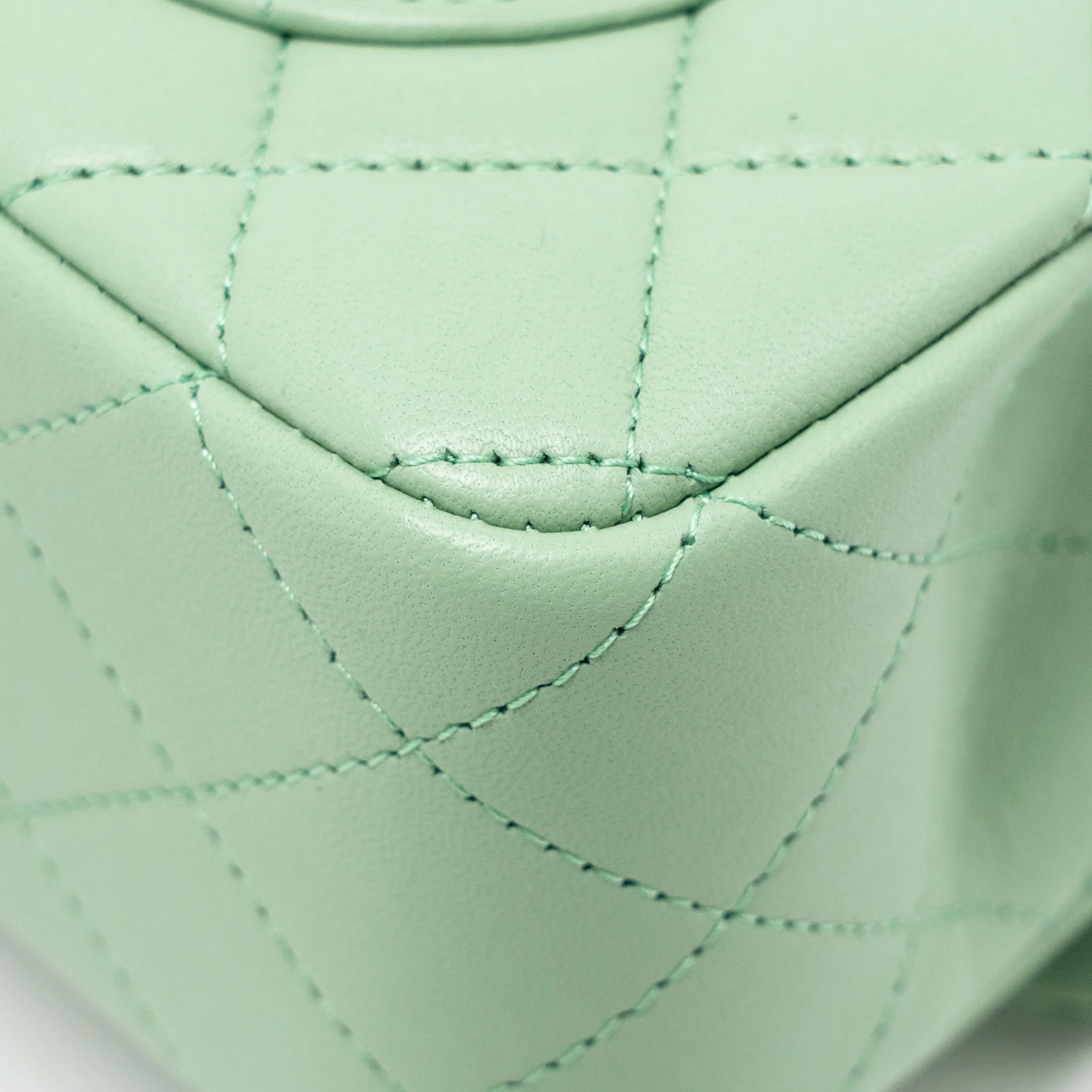 Chanel 23P Top Handle Mini Rectangular Lambskin Light Green LGHW (Microchip) - Image 11