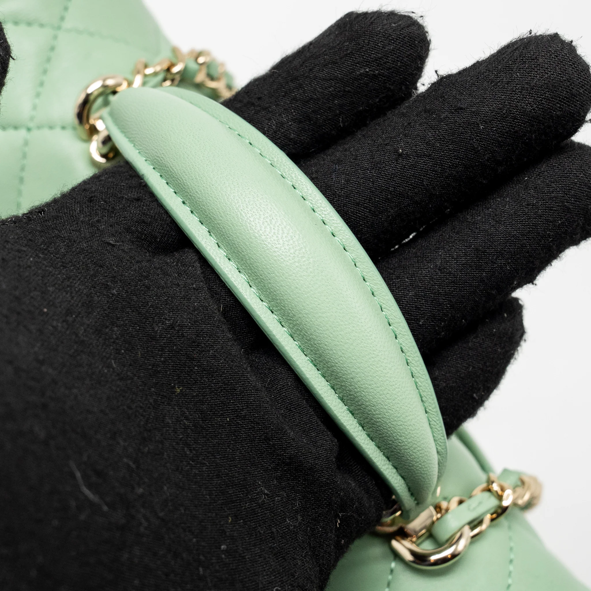 Chanel 23P Top Handle Mini Rectangular Lambskin Light Green LGHW (Microchip) - Image 12