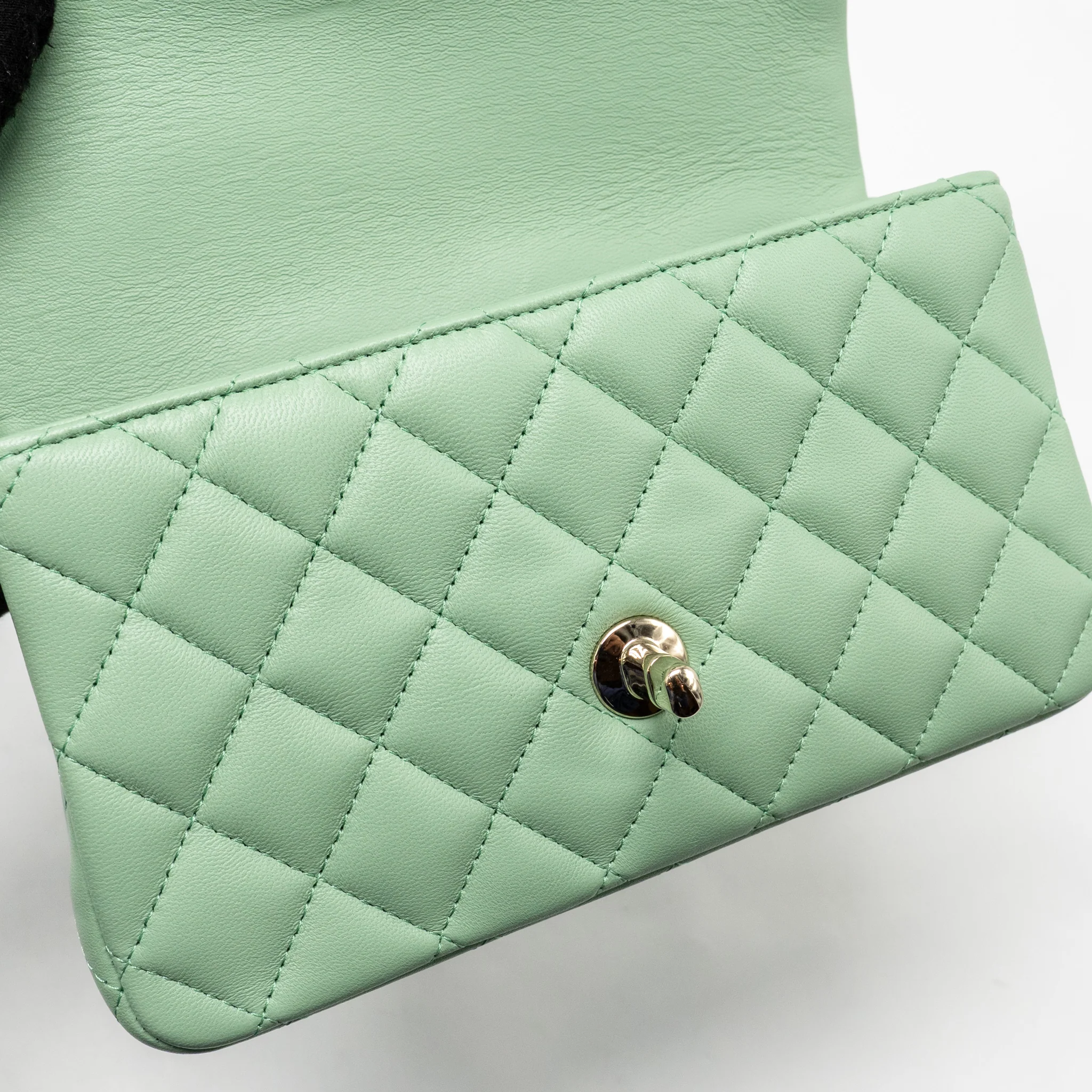 Chanel 23P Top Handle Mini Rectangular Lambskin Light Green LGHW (Microchip) - Image 14